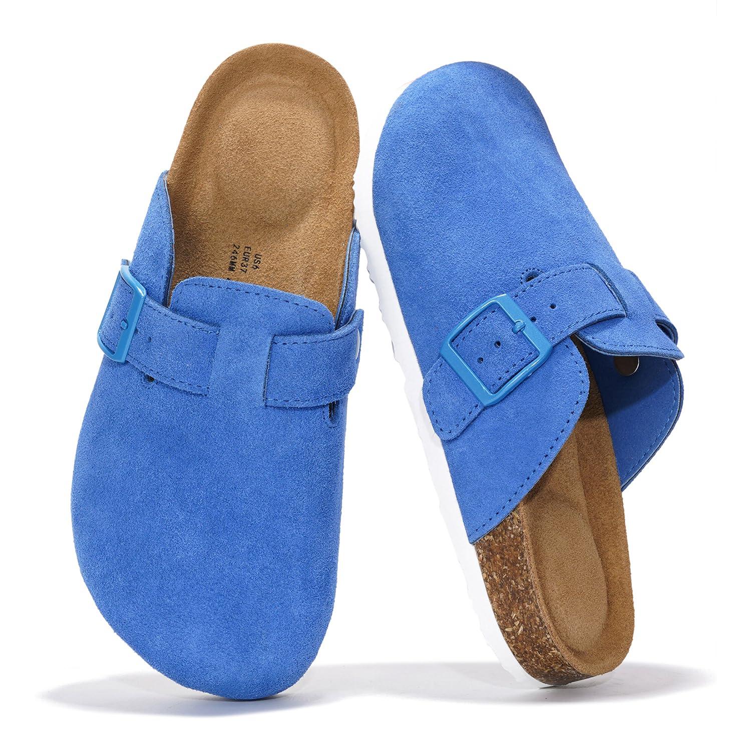 Project Cloud Genuine Leather Footbed Clogs for Women - Memory Foam Arch Support Slippers for Women - Trendy Slip-ons Women's Mules & Clogs Sandals (Benton)