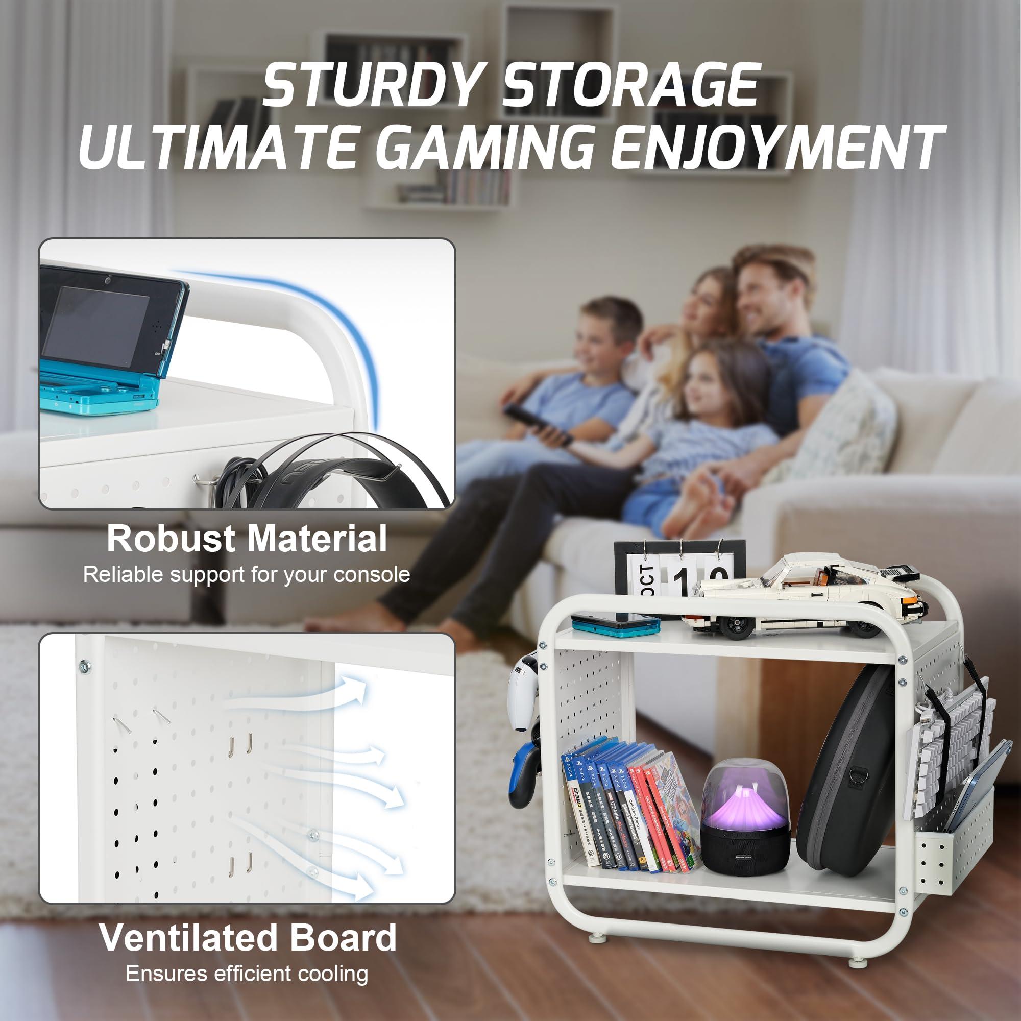 PLKOW Compact Video Game Storage Organizer, Xbox Stand Organizer for Consoles, Controllers, Headphones Xbox/PS5/PS4/Switch Accessories, Video Game Storage Rack, Black - A Great Gift for Gamers (White) - Image 5