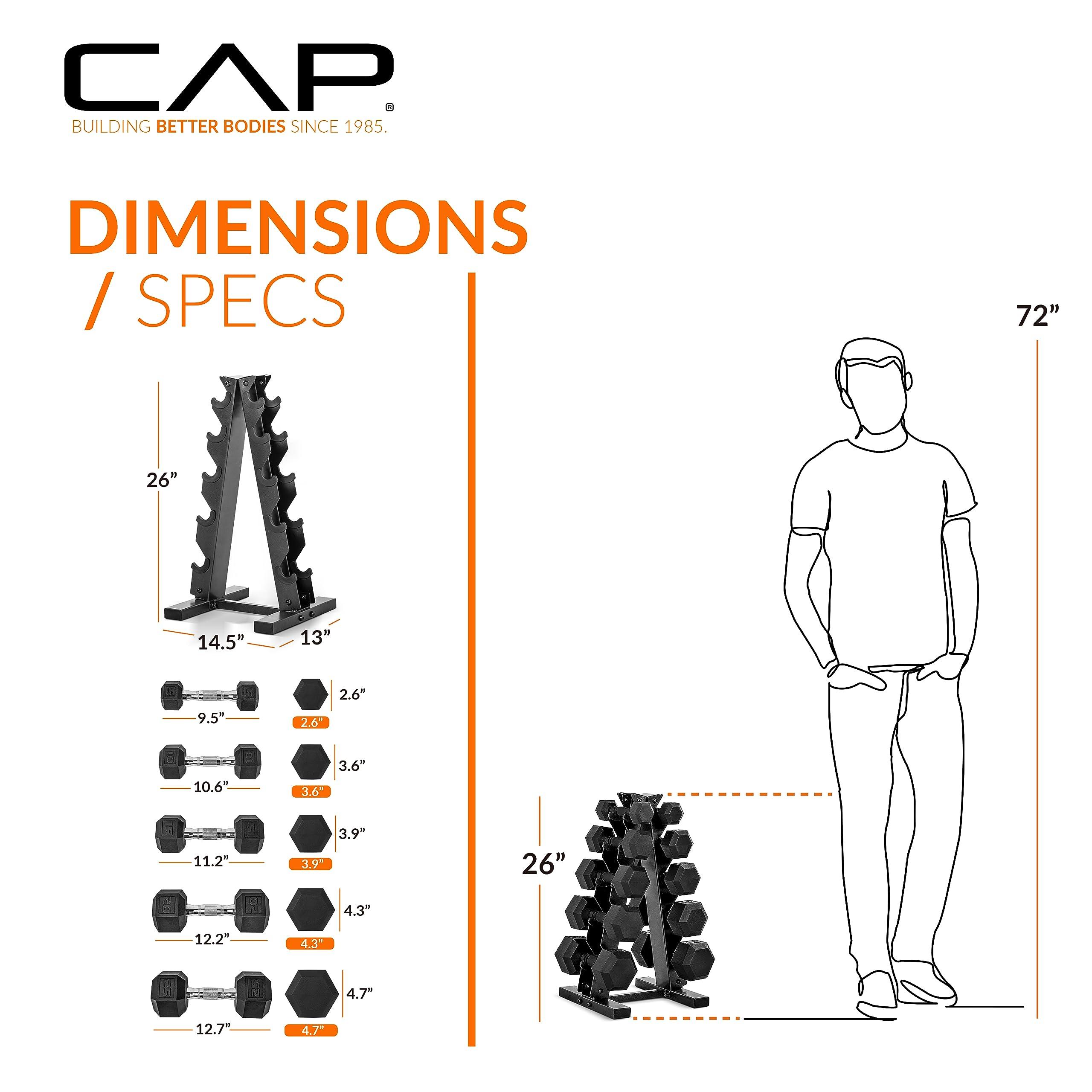 CAP Barbell 150 LB Coated Hex Dumbbell Weight Set with Vertical Rack, Black - Image 5