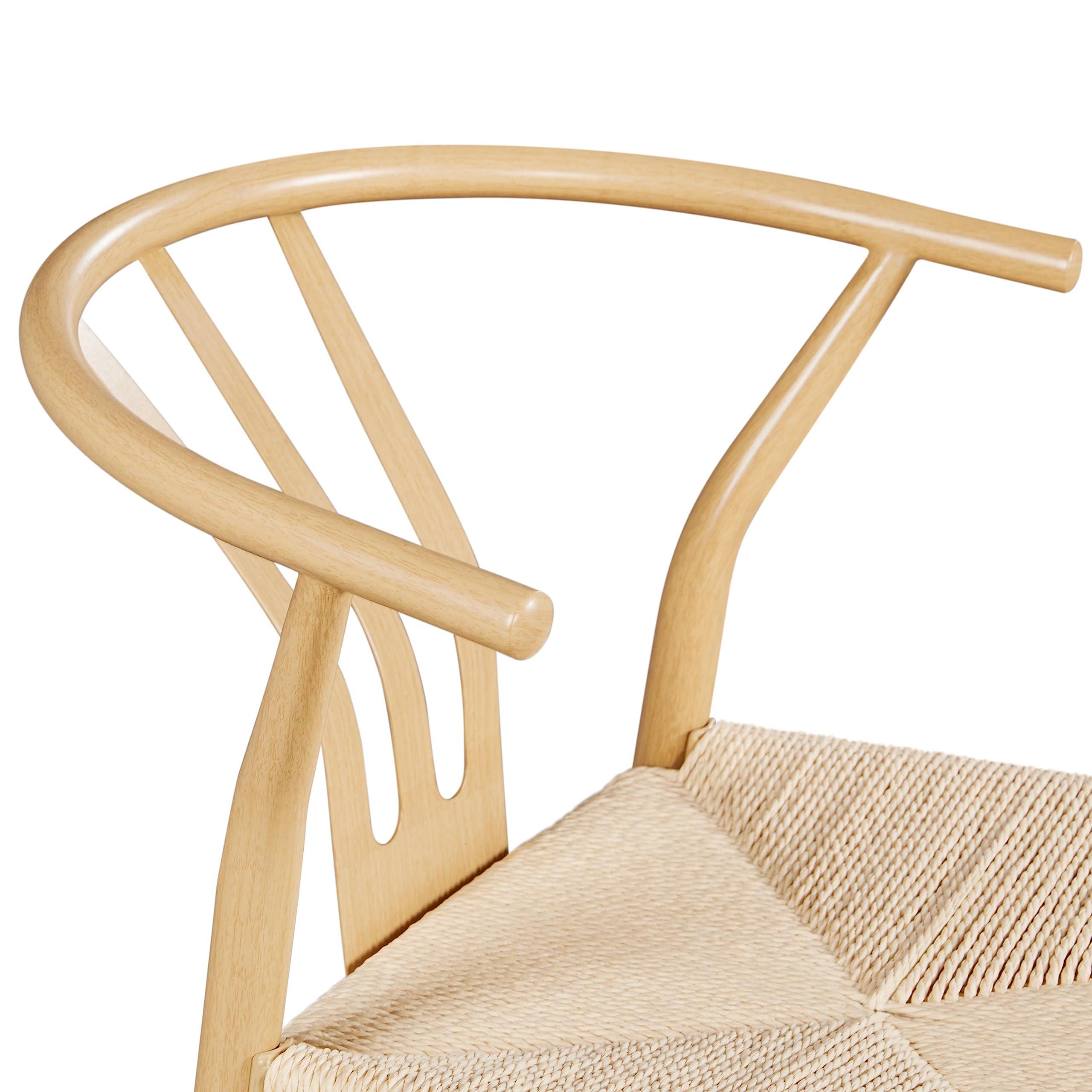 Yaheetech Weave Dining Chairs Set of 4 Mid-Century Modern Dining Room Chairs Weave Hemp Seat, Wood Color - Image 4