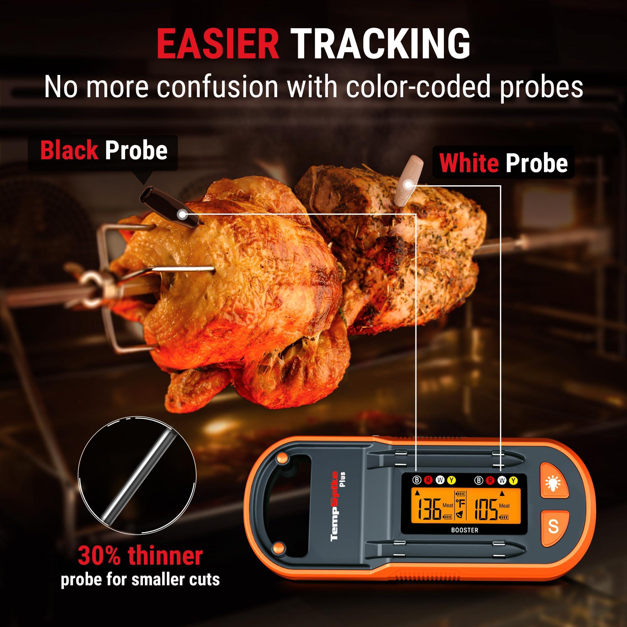 ThermoPro TempSpike Plus 600ft Wireless Meat Thermometer with 2 Color-Coded Probes, Bluetooth Meat Thermometer with LCD-Enhanced Booster for Food Cooking Grill Smoker, Fathers Day Gift for Him - Image 3