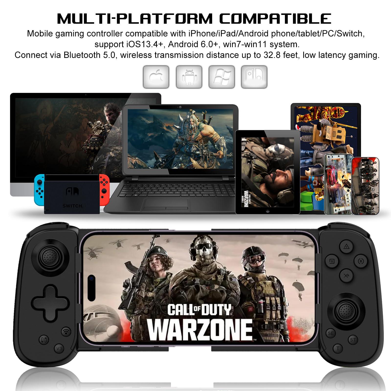arVin Mobile Gaming Controller for iPhone 16/15/14/iPad/Android Phone/Tablet/Switch, PS Remote Player Gamepad for PS5/PS4/Xbox/PC, Wireless Joystick Play Cloud Gaming, Arcade Mfi Games, CODM, Roblox - Image 2