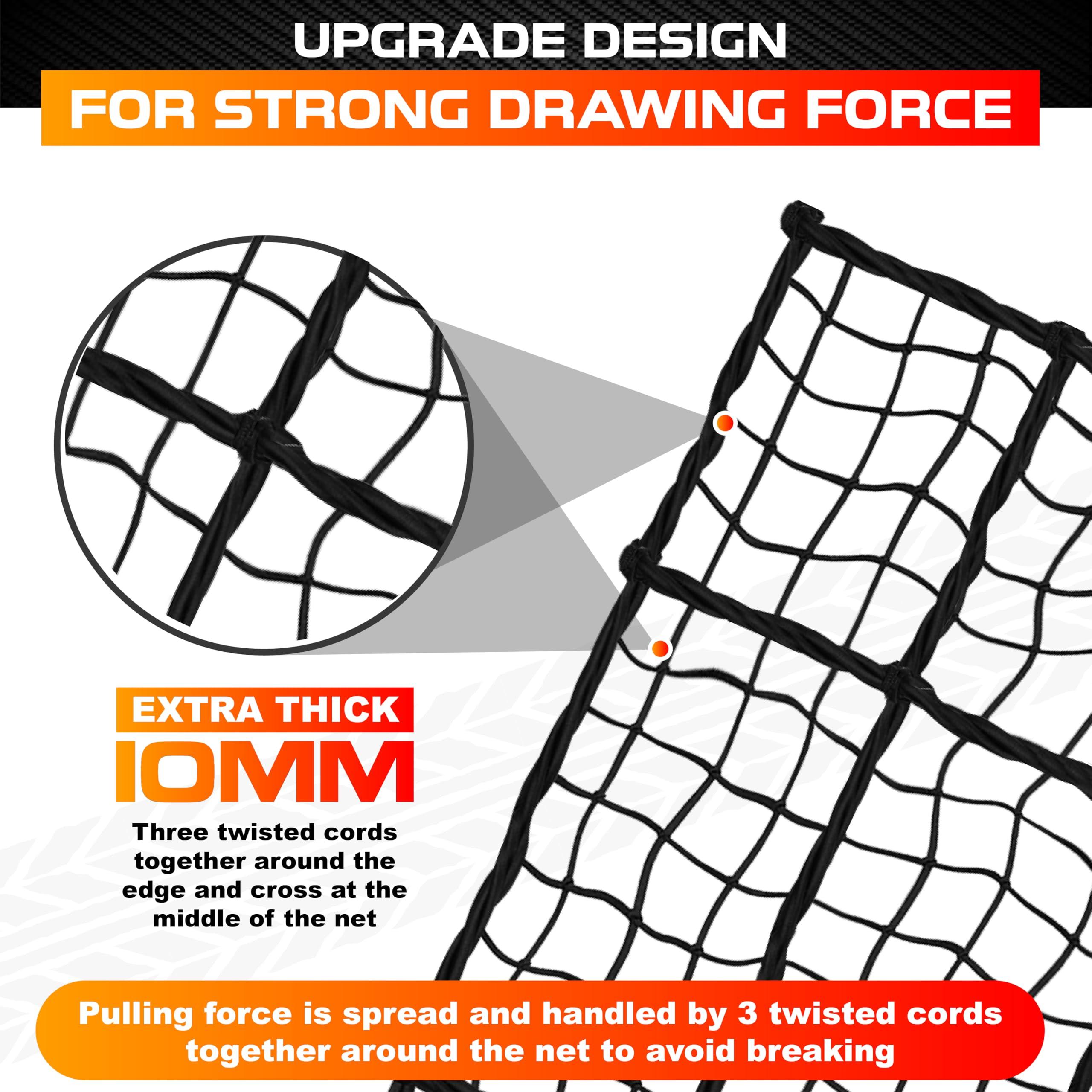 [Premium] 5'x7' Heavy Duty Cargo Net Stretches to 10' x 14', Extra Thick 10mm Cord Bungee Cargo Netting for Pickup Truck Bed, Roof Rack Net & 12 PCS Steel Carabiners - Image 3