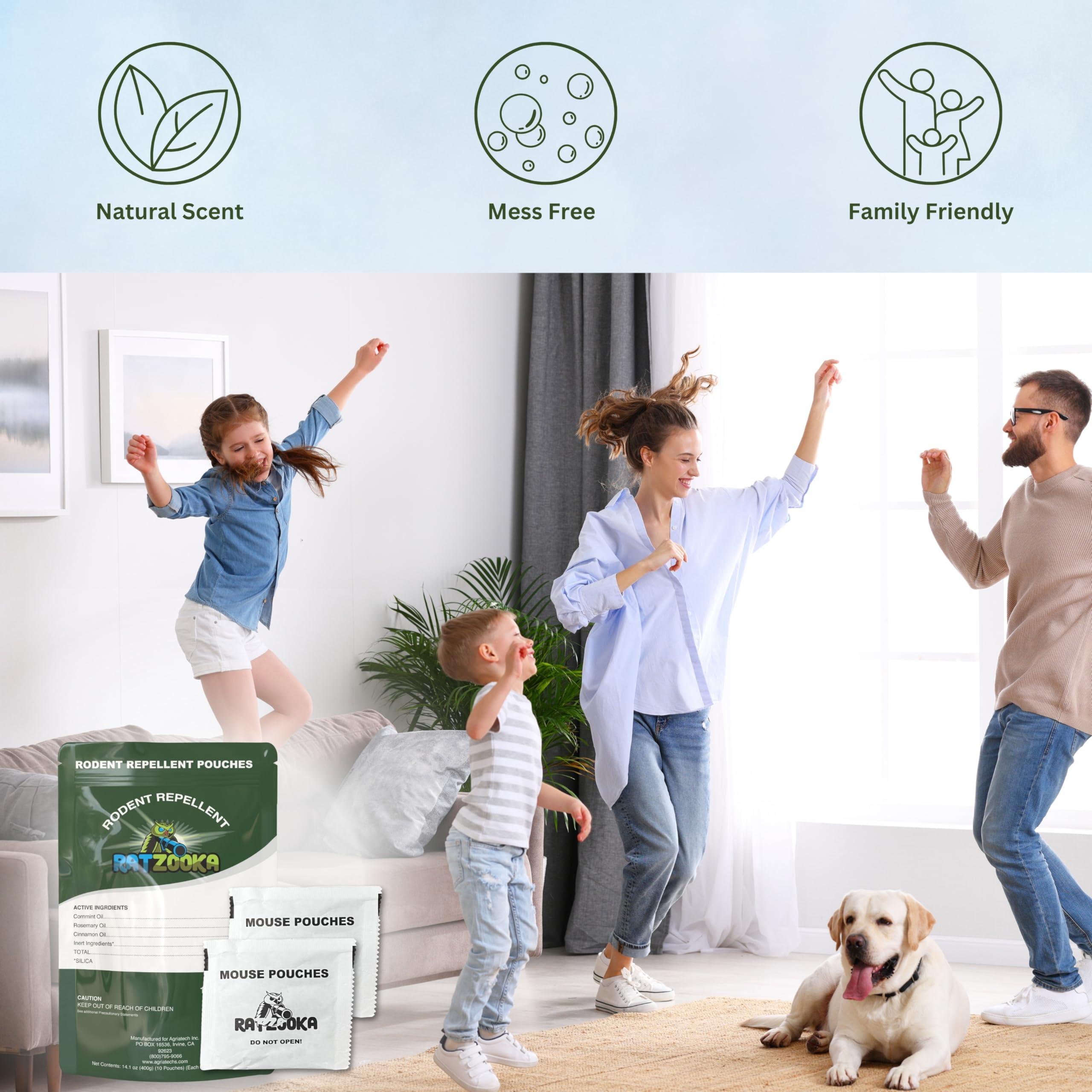 RatZooka Mouse Repellent Pouches, Natural Formula with Peppermint & Rosemary Oil, Mice Repellent Indoor, Keep Mice and Rats Out of Your Home, Car, RV, Garage, Cabin, 14.1Once (1 Pack - 10 Pouches) - Image 4
