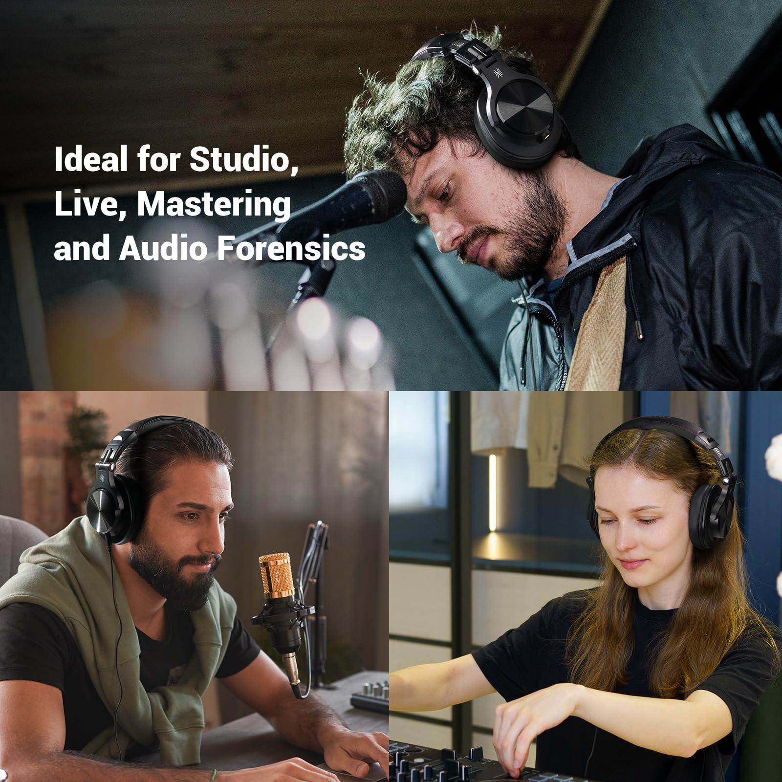 OneOdio A70 Bluetooth Over Ear Headphones, Wireless Headphones with 72H Playtime, Hi-Res, Built-in Mic, 3.5mm/6.35mm Wired Audio Jack for Studio Monitor & Mixing DJ Guitar AMP, Computer Laptop PC - Image 6