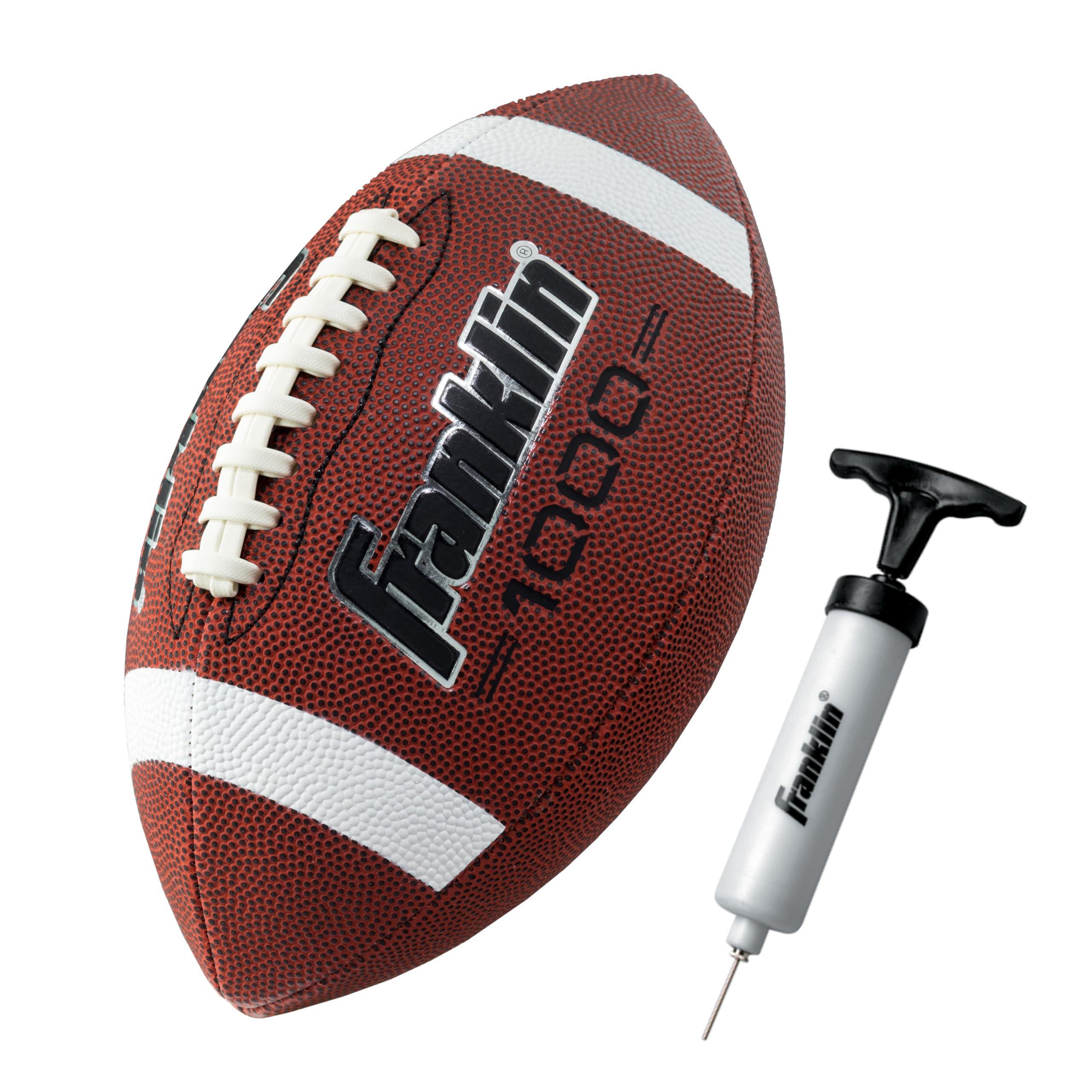 Franklin Sports Youth + Adult Footballs - Extra Grip 1000 Official Size, Junior + Pee Wee Kids - 1 + 12 Packs