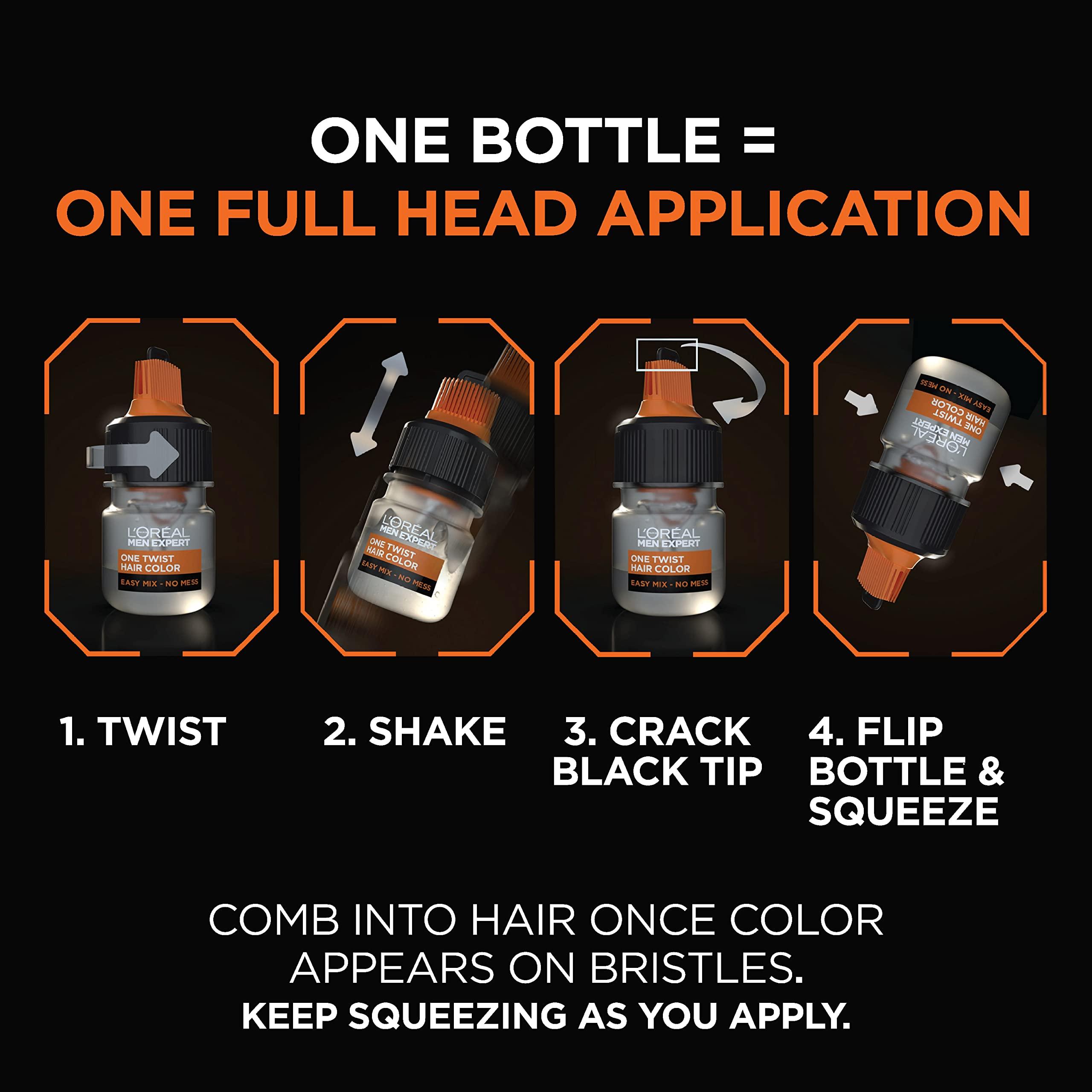 L’Oreal Paris Men Expert One Twist Mess Free Permanent Hair Color, Mens Hair Dye to Cover Grays, Easy Mix Ammonia Free Application, Dark Brown 03, 1 Application Kit - Image 7