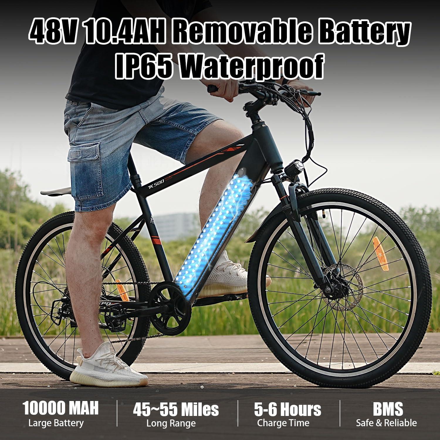 AZHAR Electric Bike for Adults, 26" Electric Mountain Bike, 750W Peak Power Motor, Up to 25 MPH 45 Miles, Electric Bicycle with 48V 10AH Removable Battery, UL 2849 - Image 4