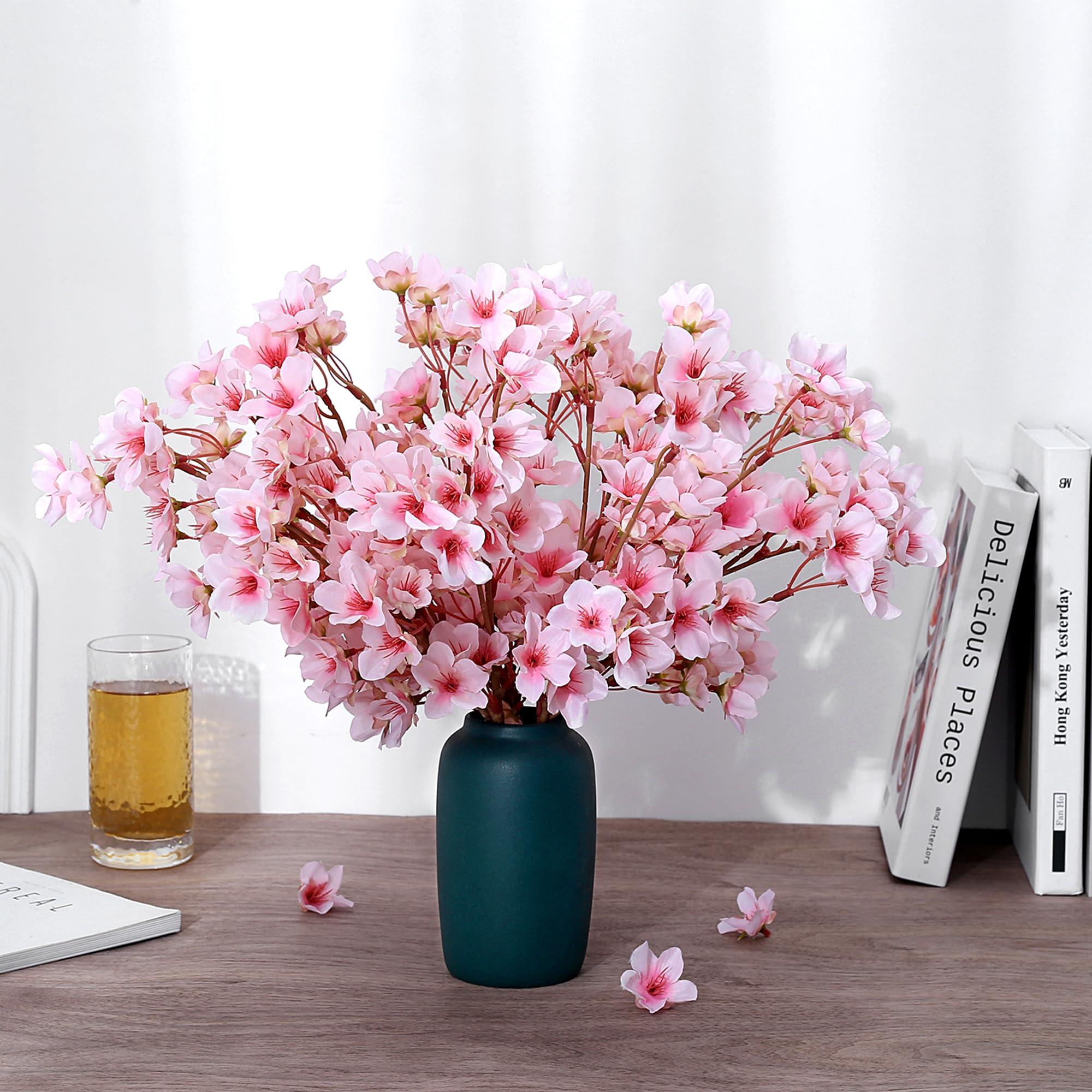 SITUMEIZI 6Pcs Artificial Cherry Blossom Branches Decor Fake Flowers 16" Silk Faux Flowers for Decoration Spring Peach Bouquet Home Wedding Bedroom Party Japanese Garden Table Centerpiece Decor(Pink) - Image 6