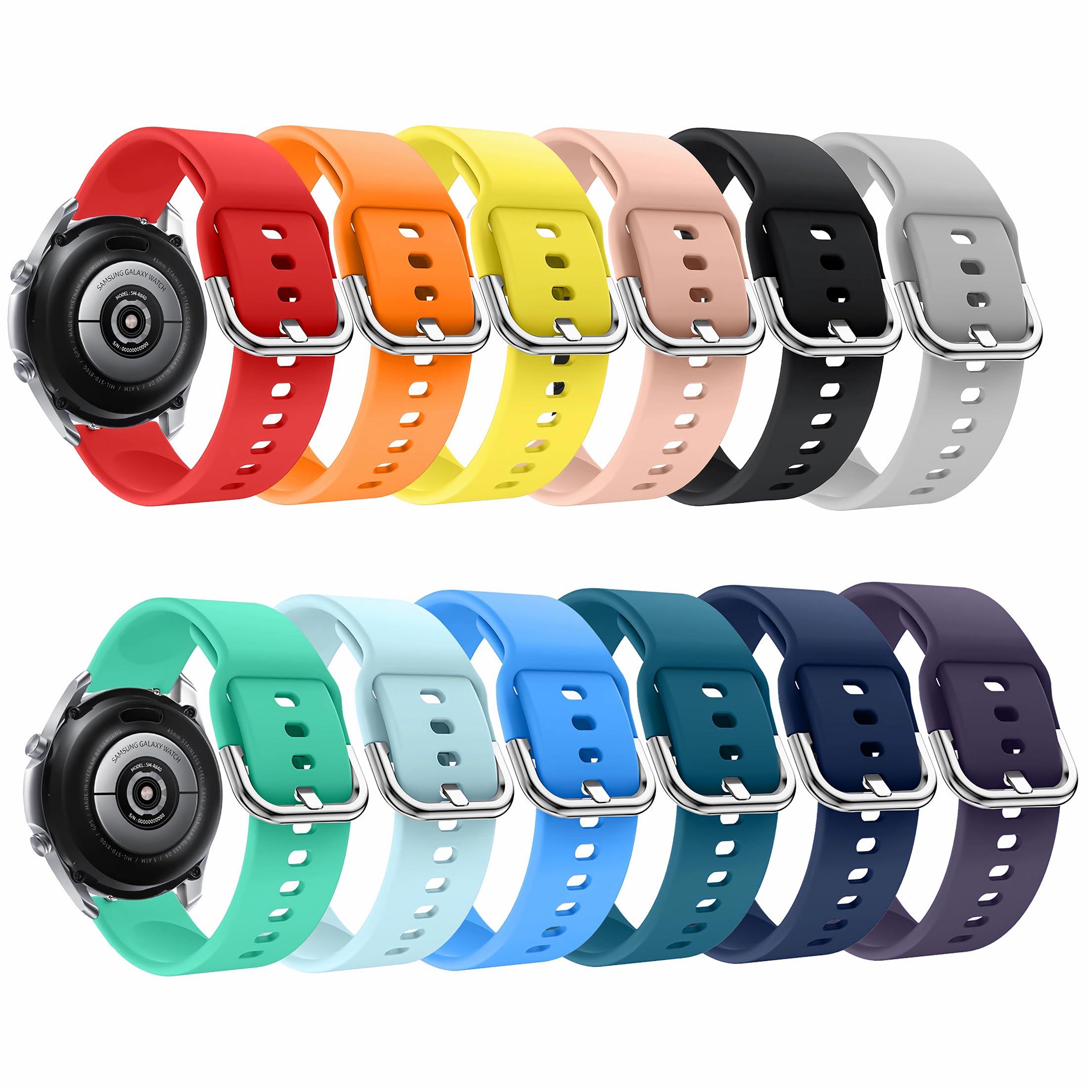 Replacement Band Compatible for Samsung Galaxy Watch 46mm/Gear S3 Frontier/Classic,12 Pack 22mm Watch Bands Soft Silicone Sport Watch Strap Wristband for Samsung Galaxy Watch 3 45mm for Women Men