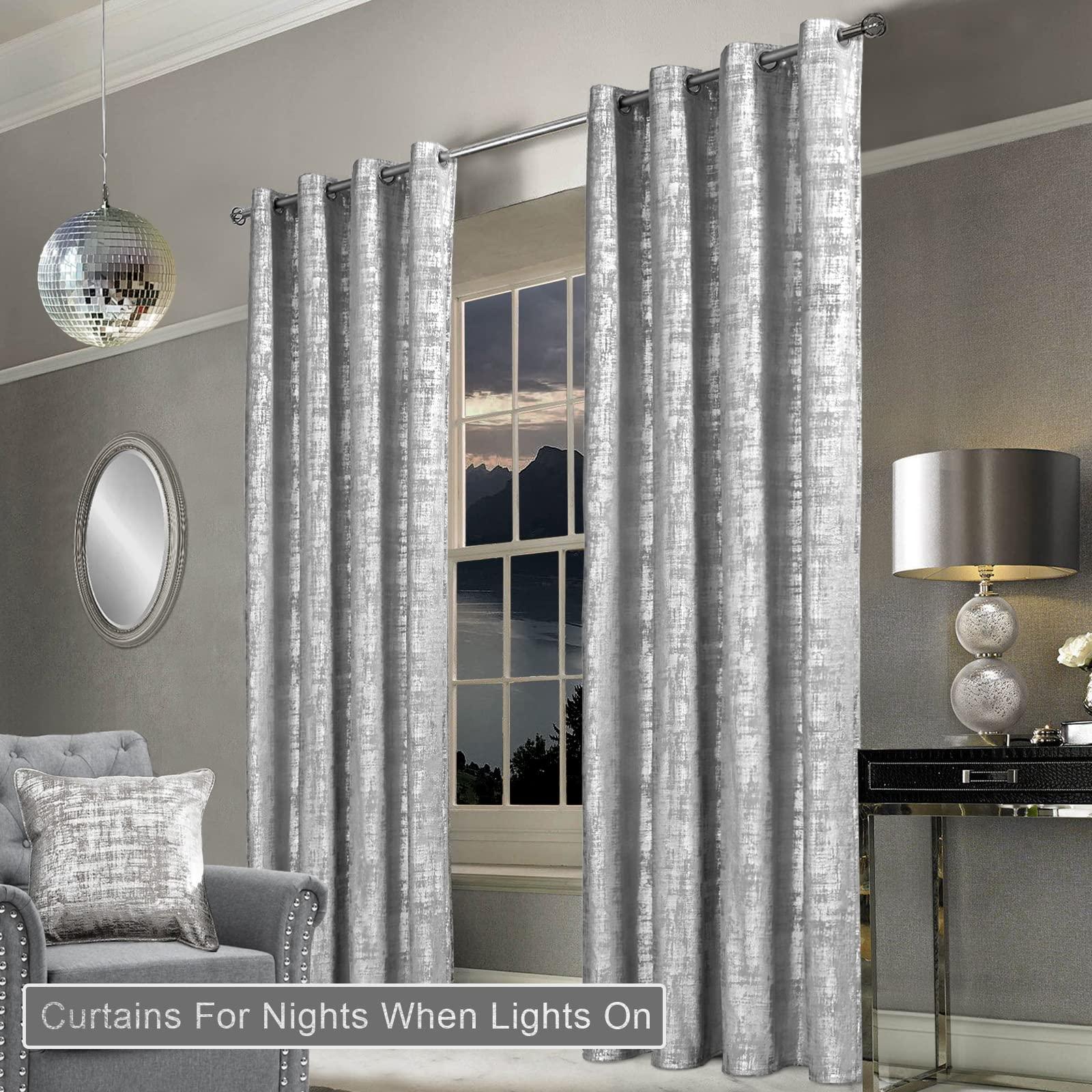 Light Silver Gray Velvet Curtains 96 Inches Long for Living Room 2 Panel Set Shimmer Glitter Shiny Abstract Textured High End Chic Luxurious Fancy Decorative Curtain for Bedroom 52x96 Inch Length - Image 3