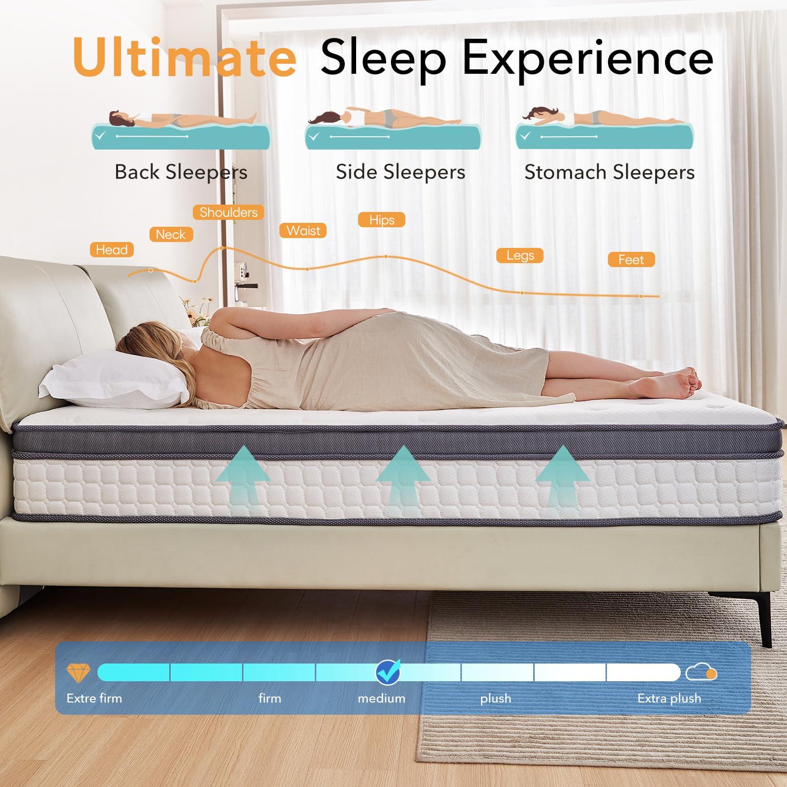 Caopu King Size Mattress, 12 inch Hybrid Mattress in a Box, Medium Firm, Pressure Relief & Motion Isolation, Gel Memory Foam Pocket Springs, CertiPUR US Certified, 365 Nights Trial - Image 5