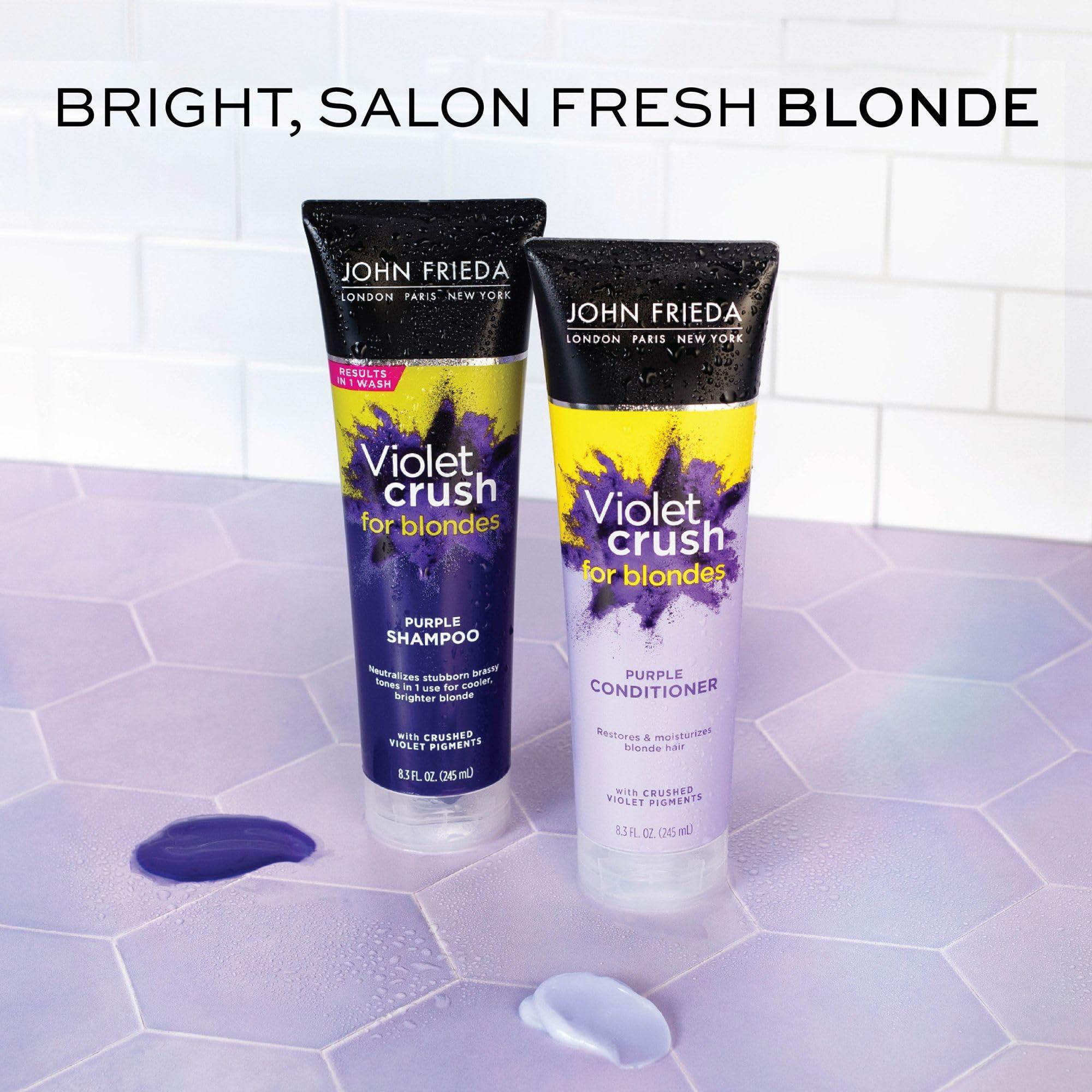John Frieda 8.3 Ounce Shampoo for Blonde Hair, Violet Crush Purple Shampoo, Neutralizes Brassy Yellow Tones, Blonde Toner for Bleached, Platinum - Image 7