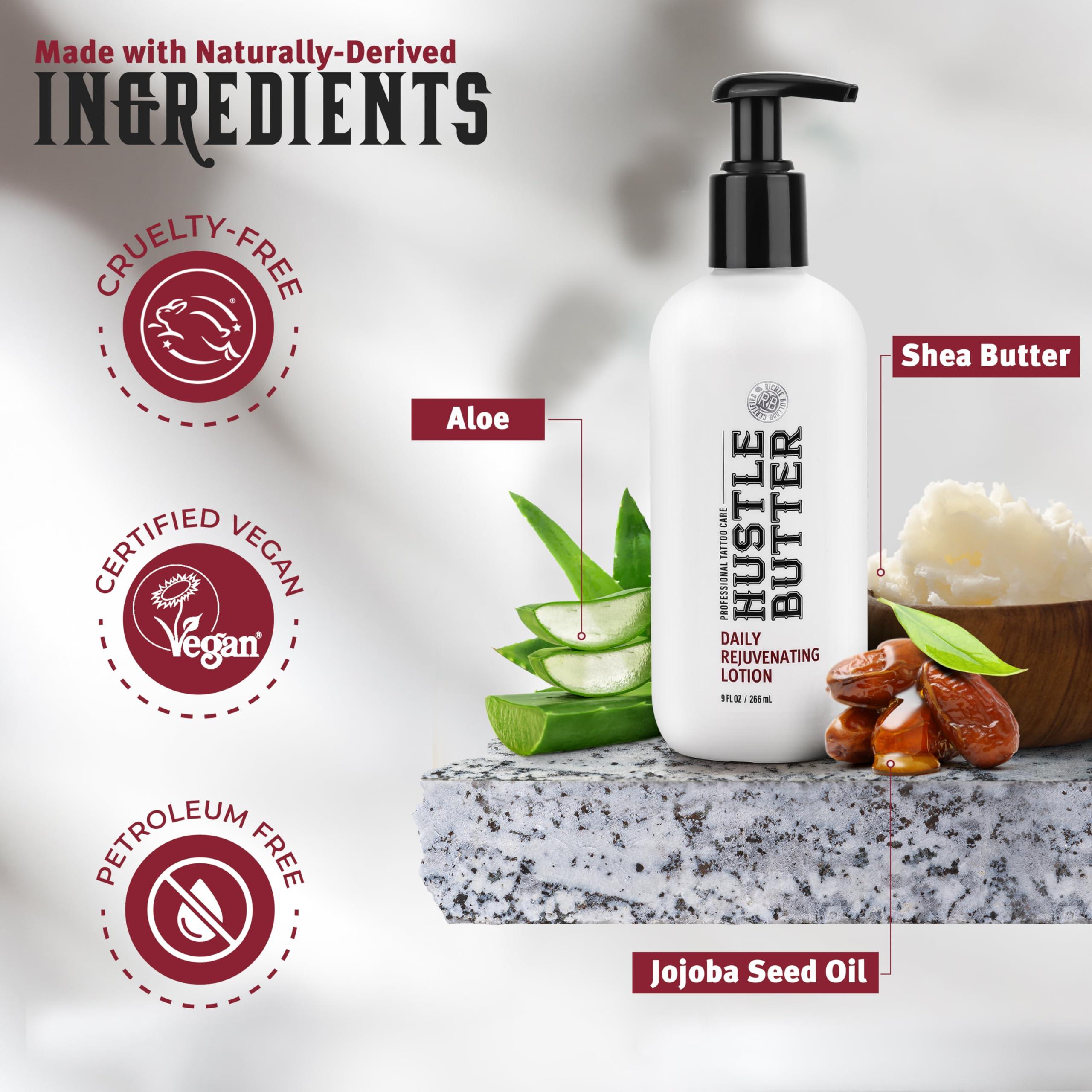 Hustle Butter Tattoo Aftercare - Daily Moisturizing Lotion - Naturally Derived Vegan Cruelty Free - Everyday All Over Use for Tattoos - 9 fl oz - Image 4