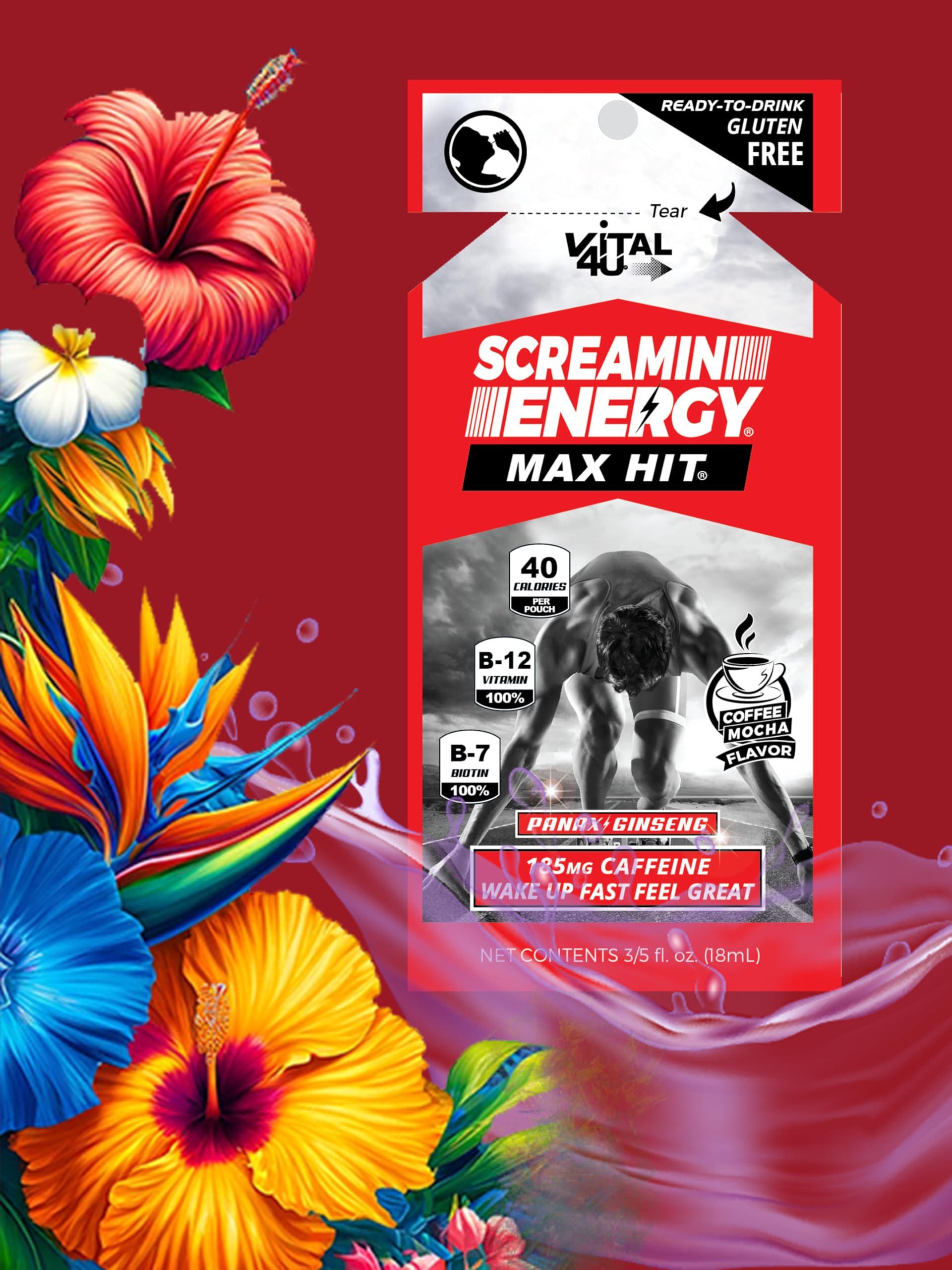 Screamin Energy Max Hit - Energy Shots Extra Strength with Ginseng & Caffeine - 100% B-1, B-2, B-3, B-6, B-7 and B12 Coffee Mocha, 24 Count - Image 5