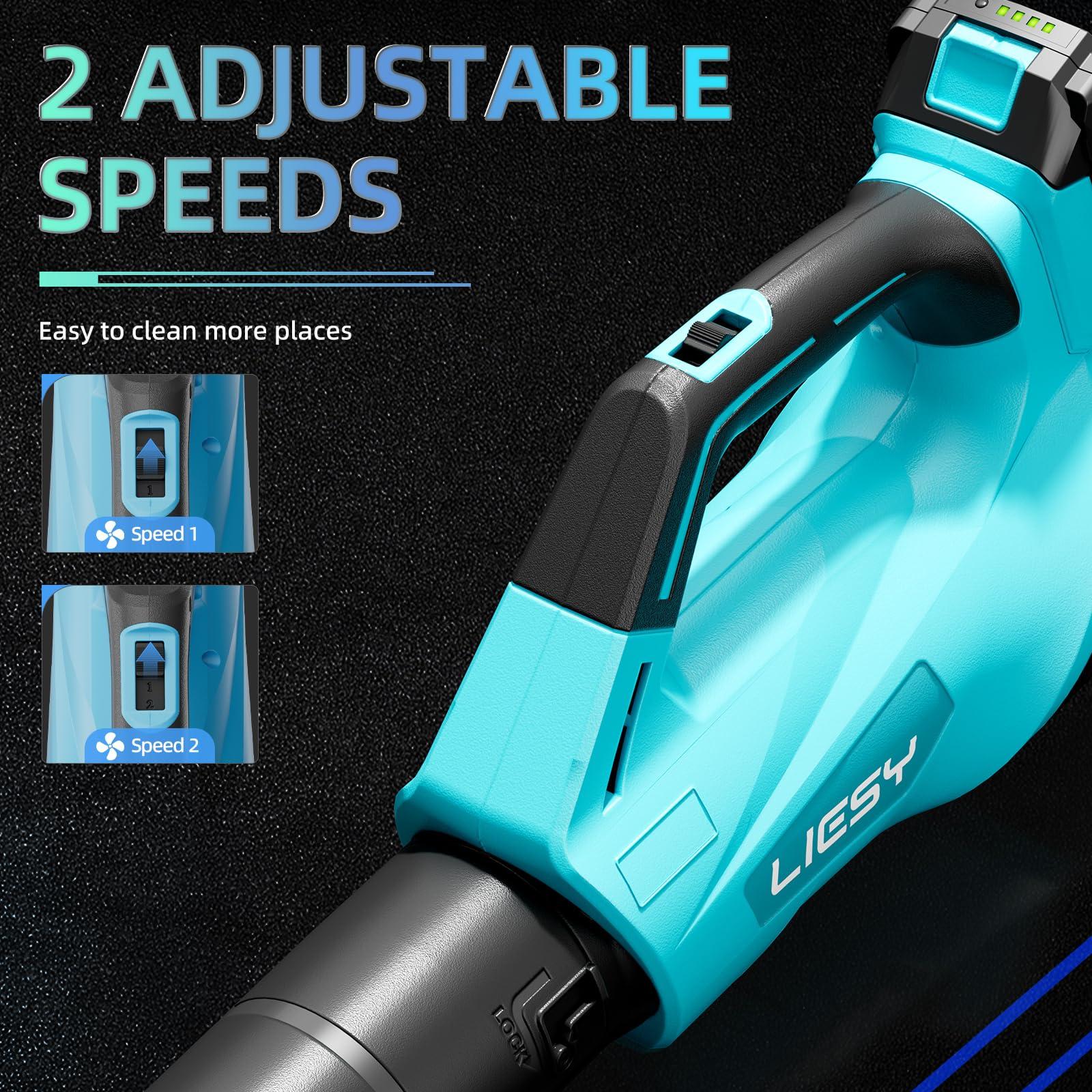 Leaf Blower Cordless with 2 * 20V Batteries and Charger, 2 Speed Levels, Electric Cordless Leaf Blower for Patio Cleaning, Lawn Care, Blowing Fallen Leaves and Dust - Image 6
