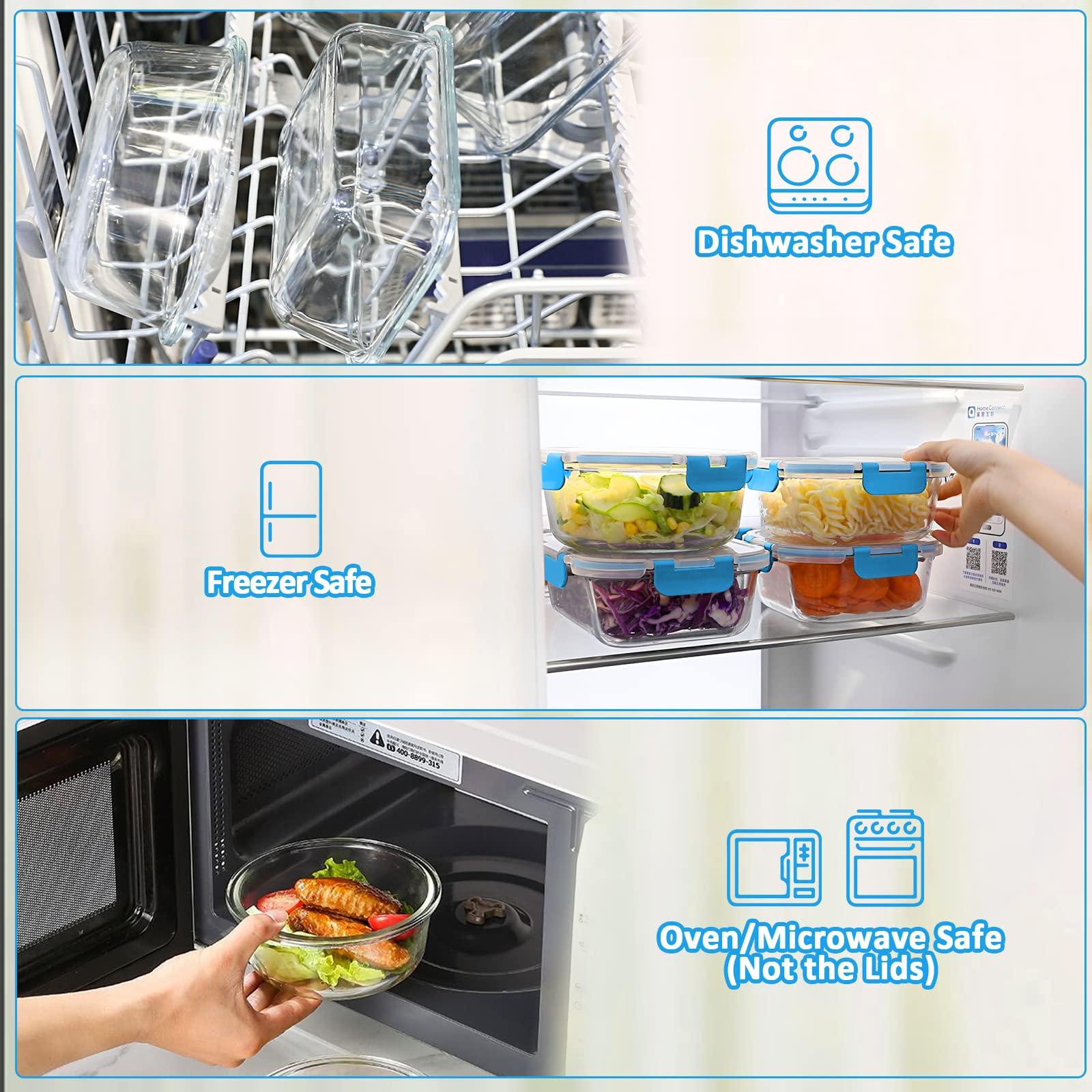 M MCIRCO 30 Pieces Glass Food Storage Containers with Upgraded Snap Locking Lids,Glass Meal Prep Containers Set - Airtight Lunch Containers, Microwave, Oven, Freezer and Dishwasher Friendly, Blue - Image 5