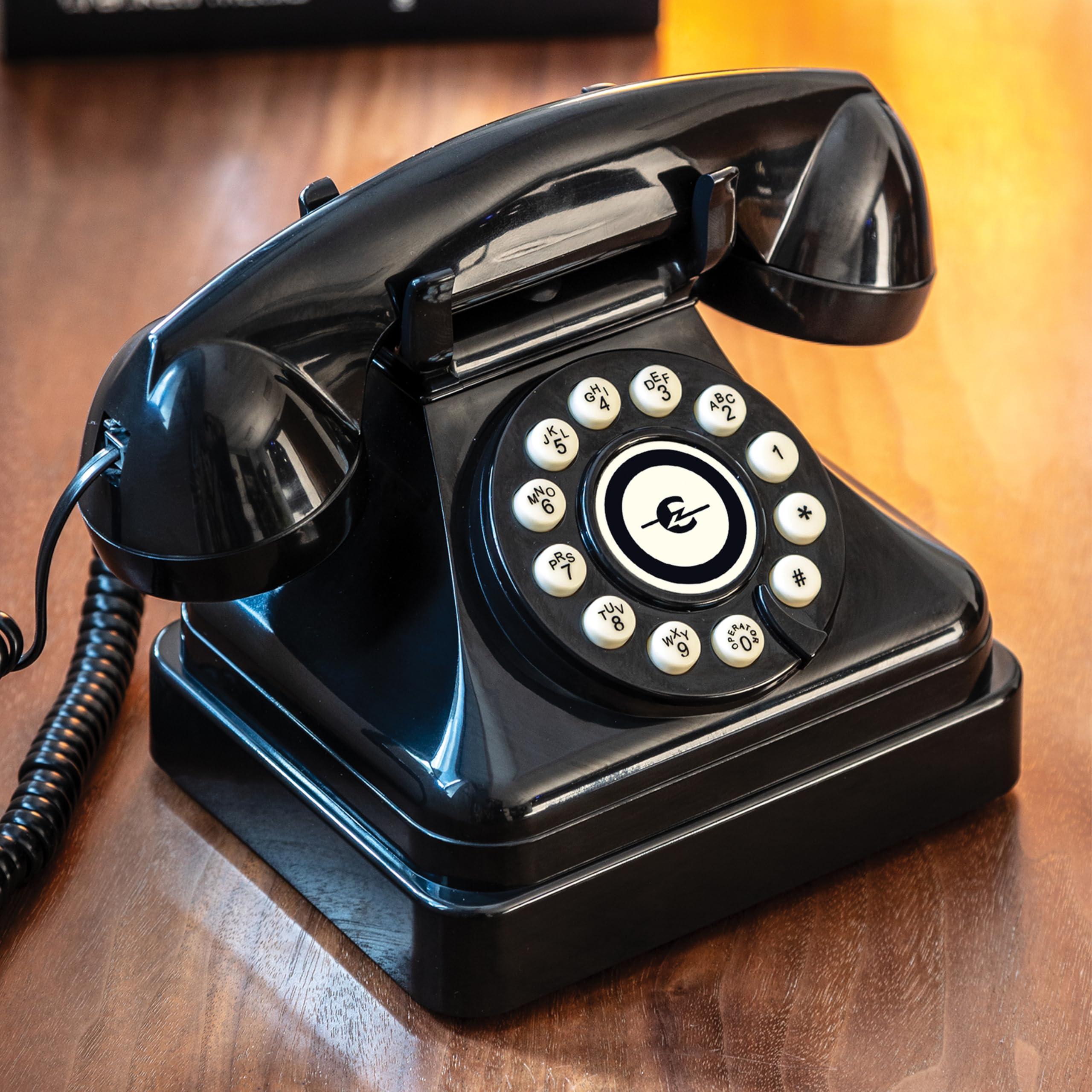 Crosley CR62-BK Kettle Classic Corded Desk Phone - Landline for Home with Retro Rotary Style, Black - Image 3