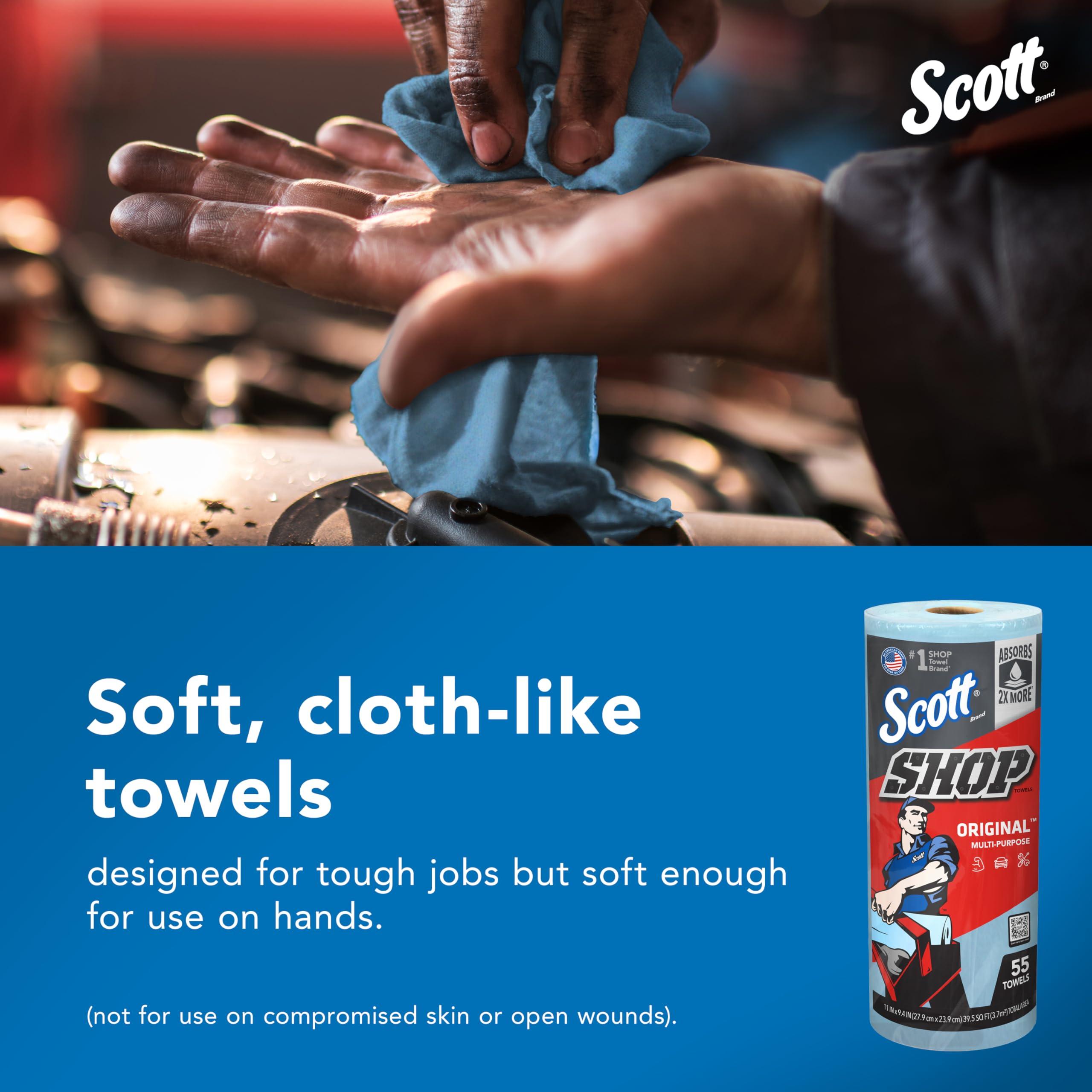 Scott Shop Original Blue Towels (75130), 9.4"x11" Cloth-like Paper Towel (30 Rolls of 55 Sheets, 1,650 Sheet Total) - Image 7