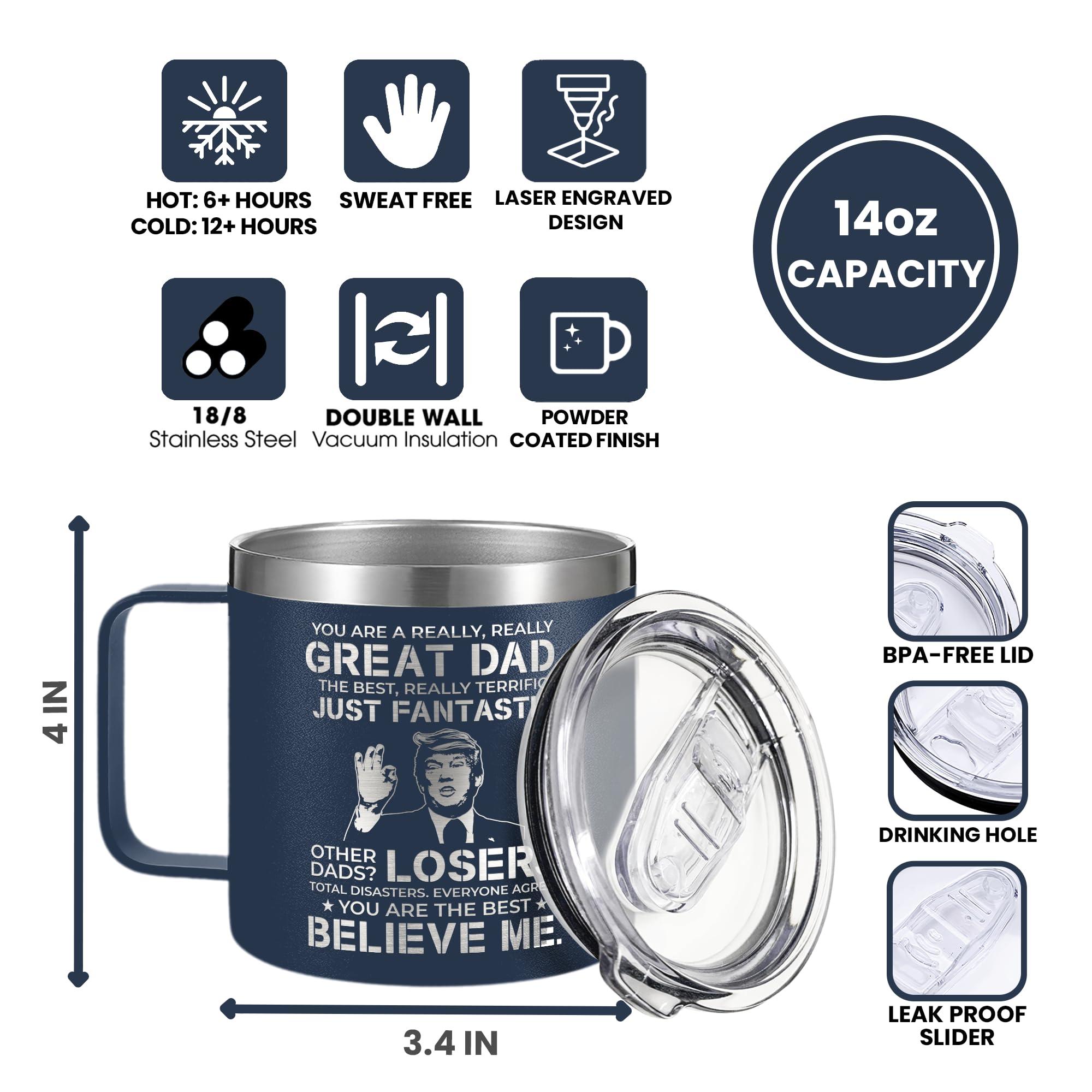 KATLADIZ Gifts for Dad from Daughter, Son, Kids - Fathers Day Gift for Dad - Birthday, Father's Day, Christmas Gifts for Dads - New Papa Daddy Stepdad Father Gift Ideas - 14 Oz Navy Coffee Mug - Image 3