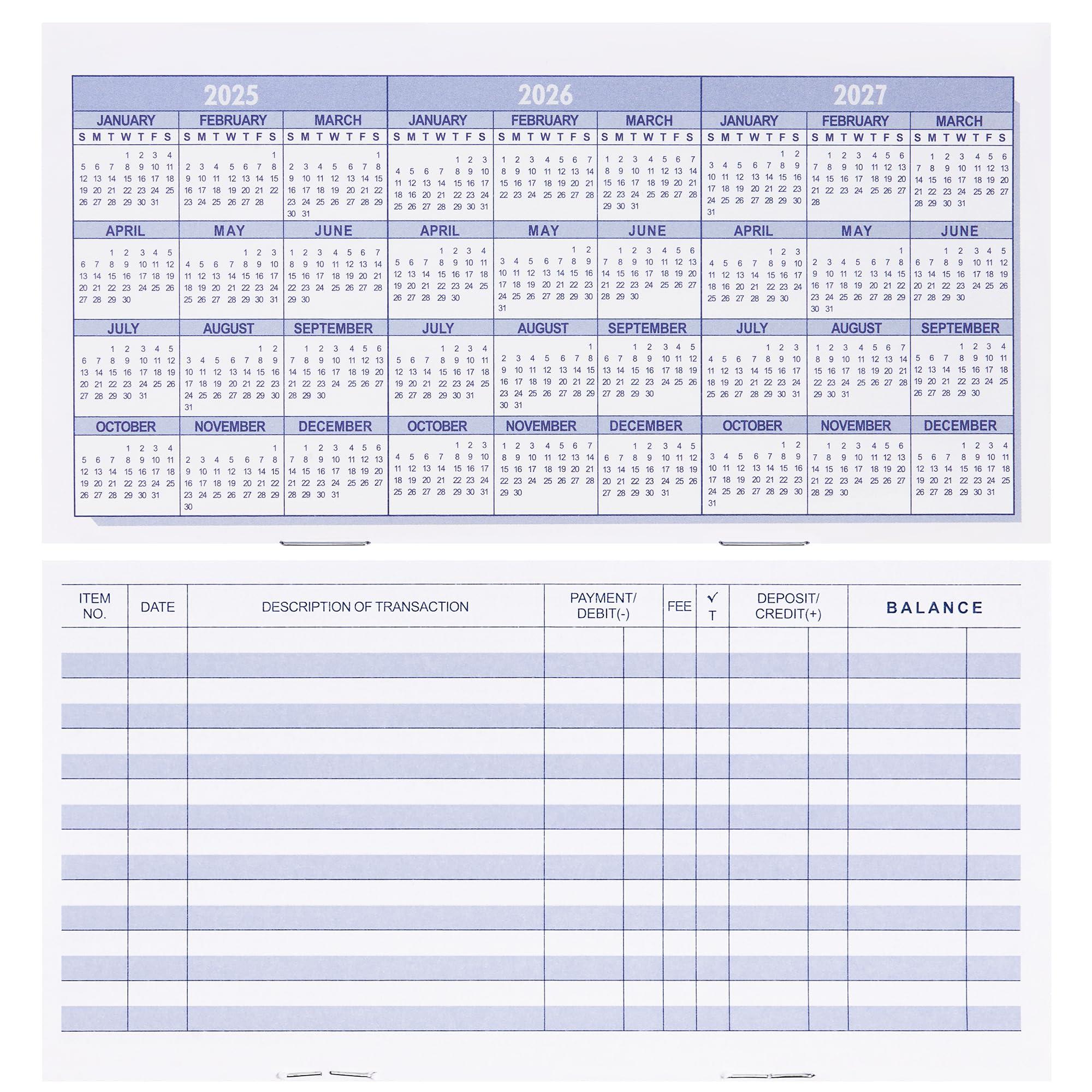 20 Pack Checkbook Register, Check Registers for Personal, Blank Ledger Transaction Registers for Personal or Business Bank, Check Register Book for Checking and Saving Account, Deposit and Credit Card