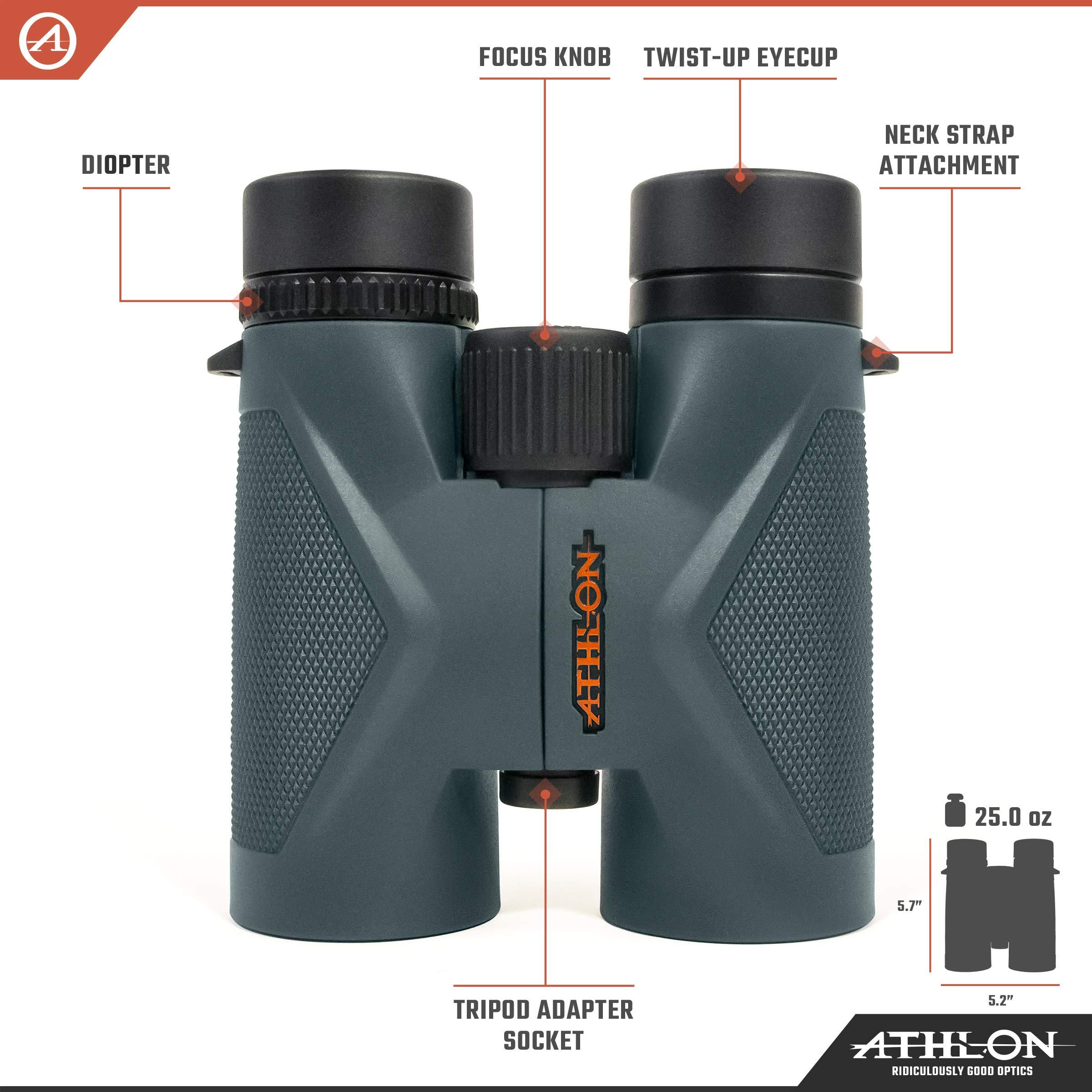 Athlon Optics 8x42 Midas UHD Gray Binoculars with ED Glass for Adults and Kids, High-Powered Binoculars for Hunting, Birdwatching, and More - Image 2