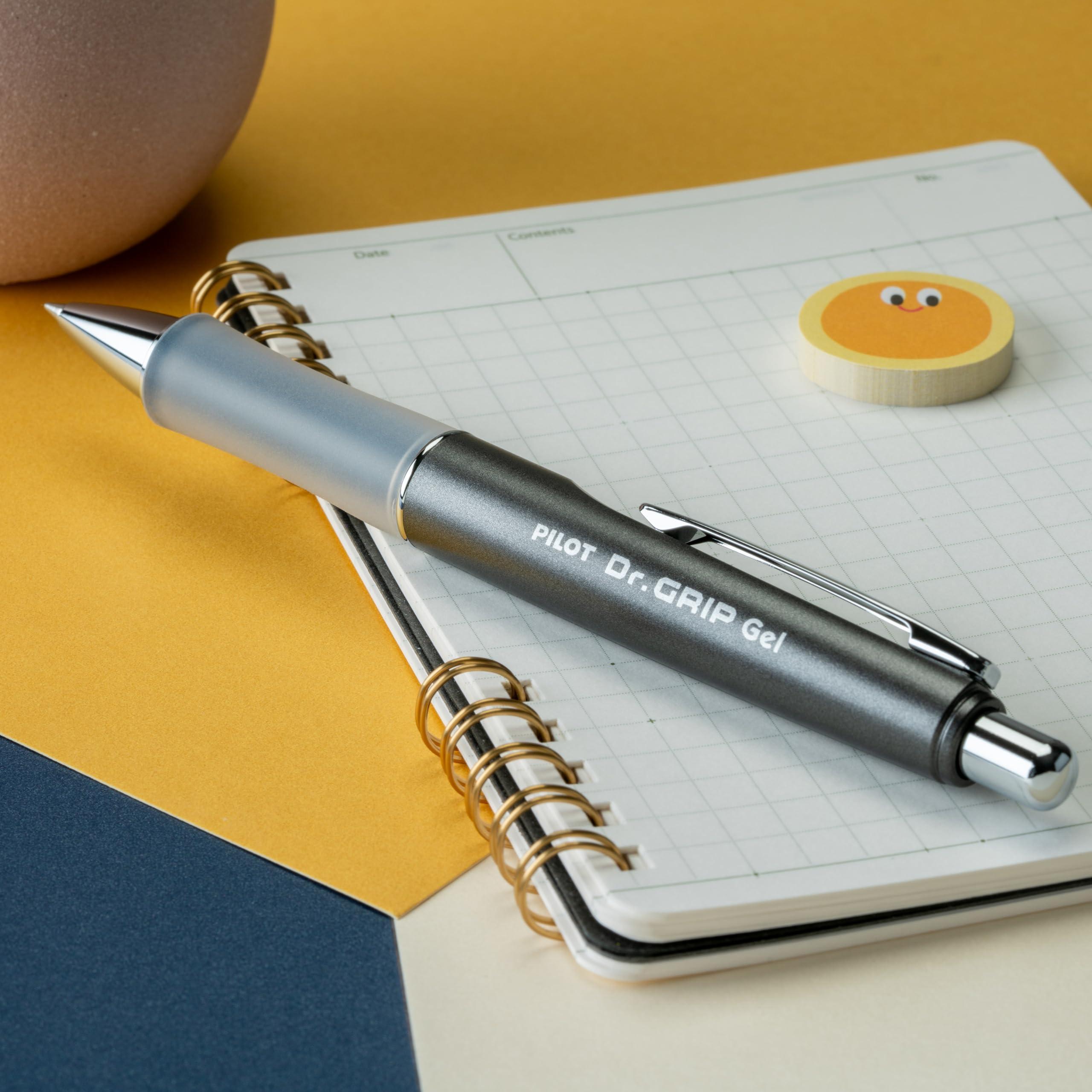 PILOT Dr. Grip Limited Refillable & Retractable Gel Ink Rolling Ball Pen, Fine Point, Metallic Charcoal Gray Barrel, Black Ink, Single Pen (36270) - Image 2
