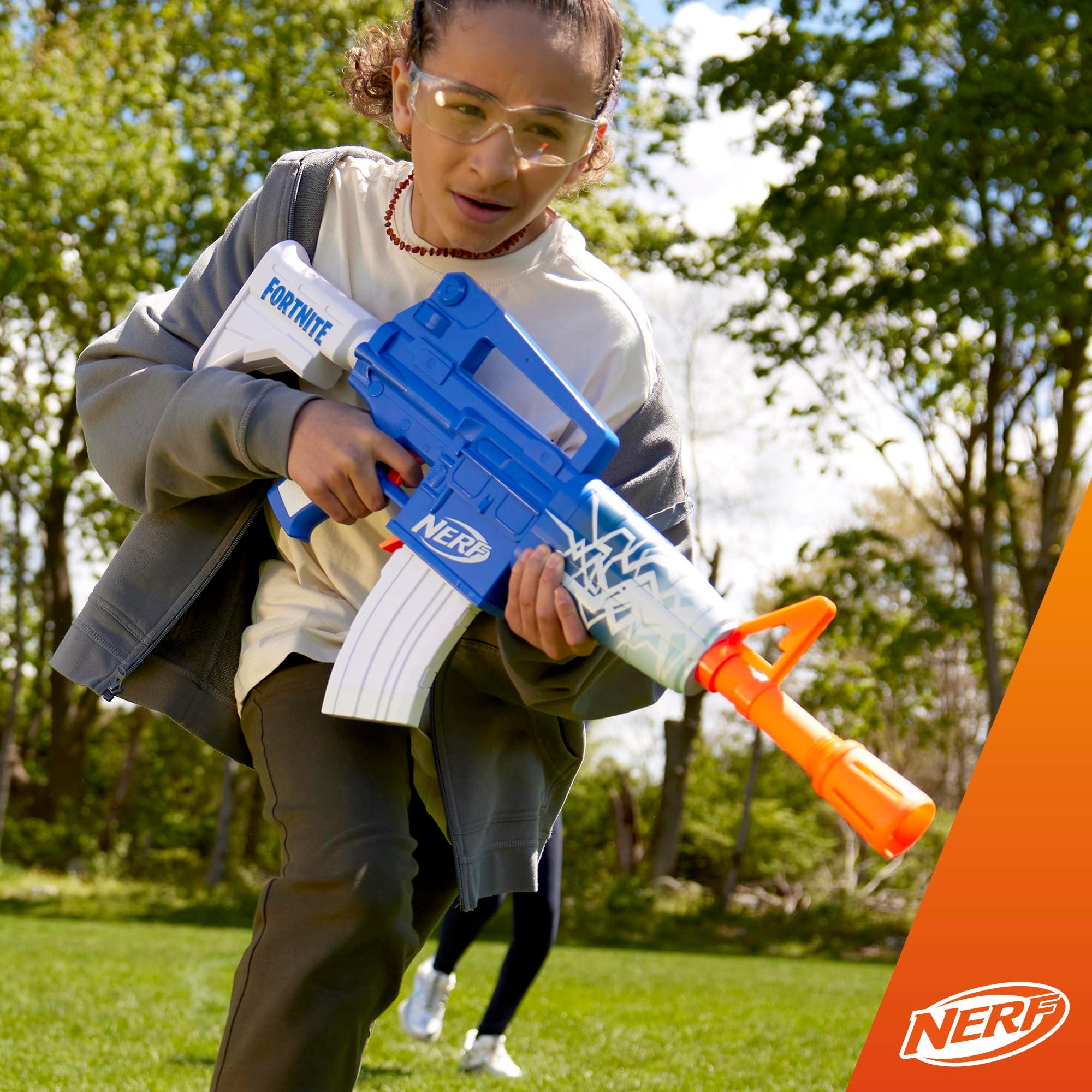 Nerf Fortnite Blue Shock Blaster, 10-Dart Clip, 10 Elite Nerf Darts, Includes Bonus Code to Unlock The Beat Wrap in The Game, Motorized Dart Blaster - Image 2