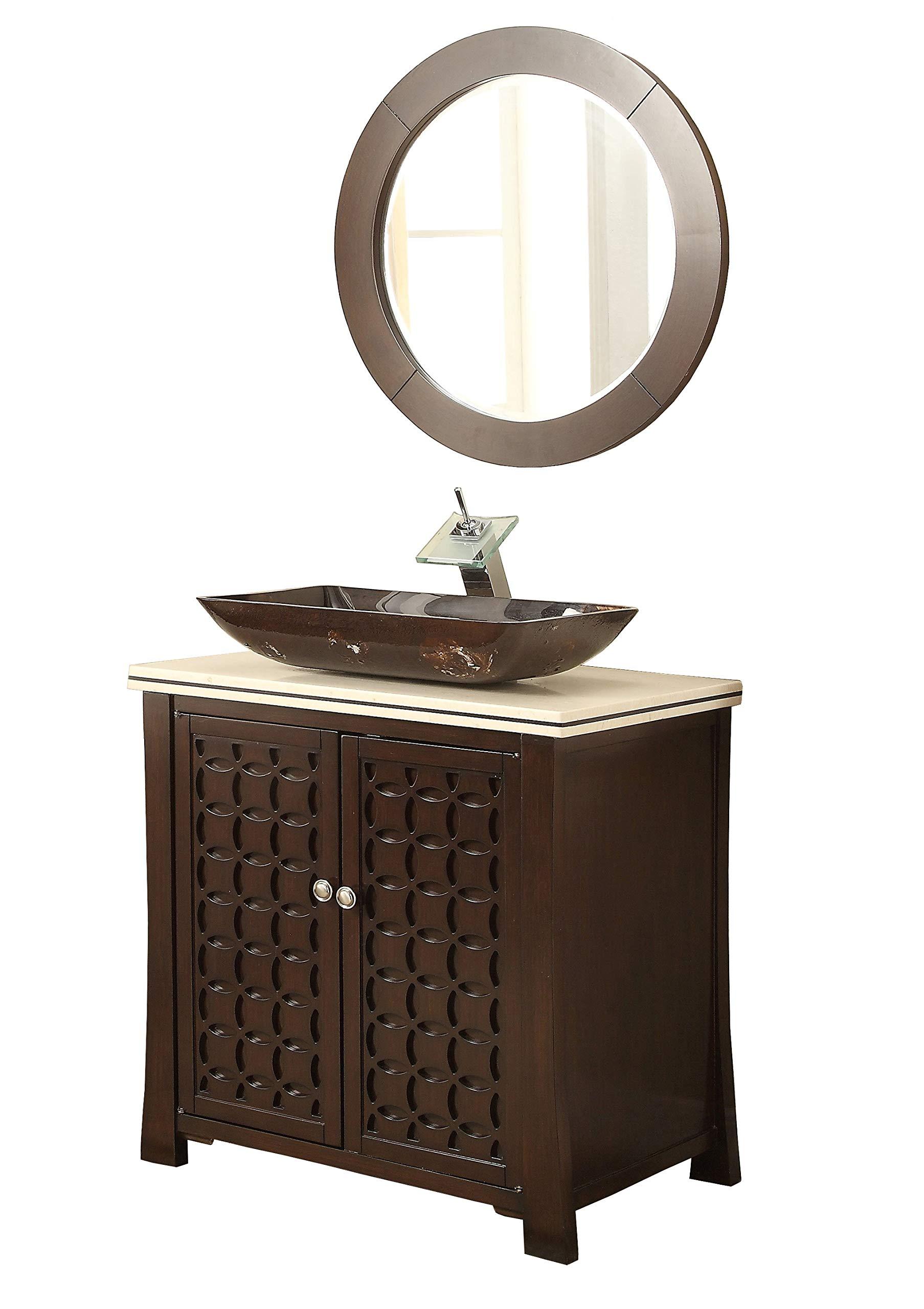 30" Giovanni Vessel Sink Bathroom Sink Vanity with Matching Mirror - Model # HF339A-MIR-FA