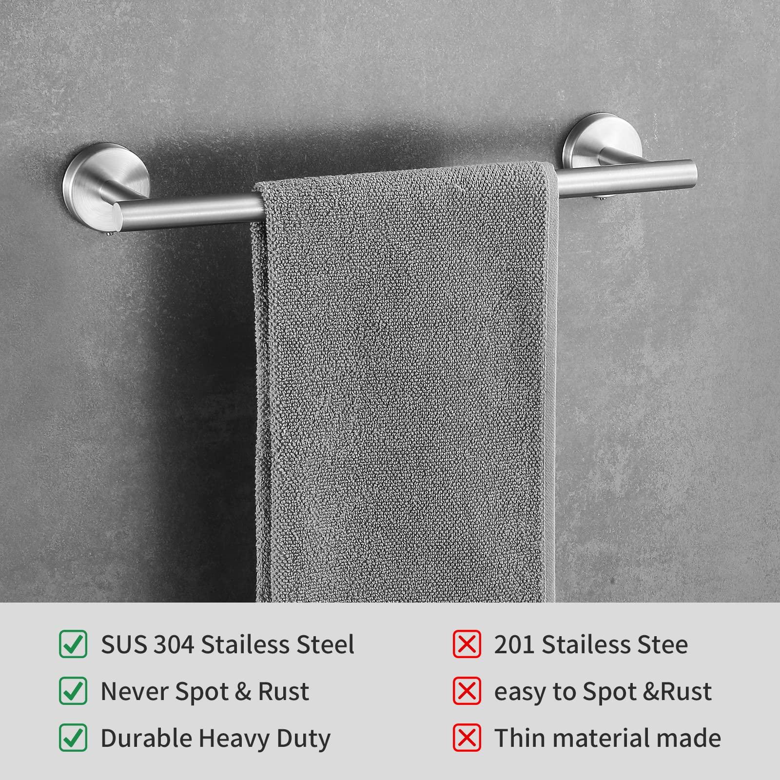 Hinmood Bathroom Hardware Set 10 Pieces, Stainless Steel Towel Bar Set Includes 16 inch Towel Bar, Towel Hook, Towel Ring Toilet Paper Holder - Image 5