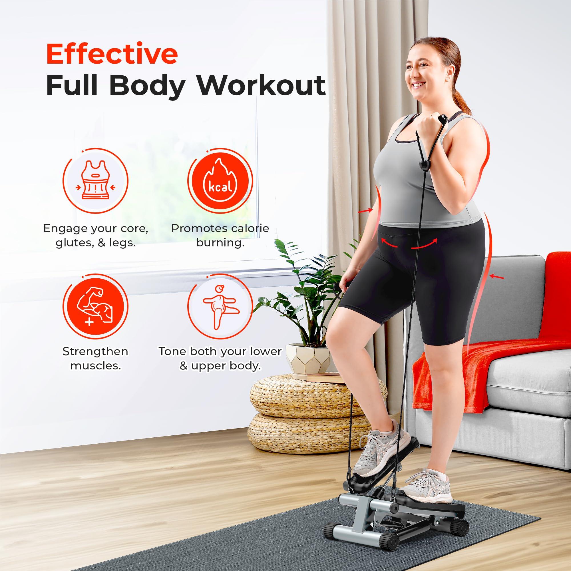 Sunny Health & Fitness Mini Stepper for Exercise at Home, Stair Step Workout Machine with Resistance Band and Over 300lb Weight Capacity, Optional Twist Motion and Free SunnyFit App Connection - Image 3
