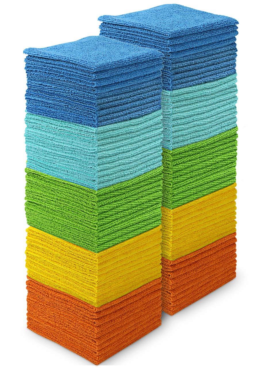 AIDEA Microfiber Cleaning Cloth, 100PK, Soft Absorbent Rags, Microfiber Towels for Cars, Kitchen Towels, Dusting Cloth for Home, Window, Cleaning Supplies, 12"×12"