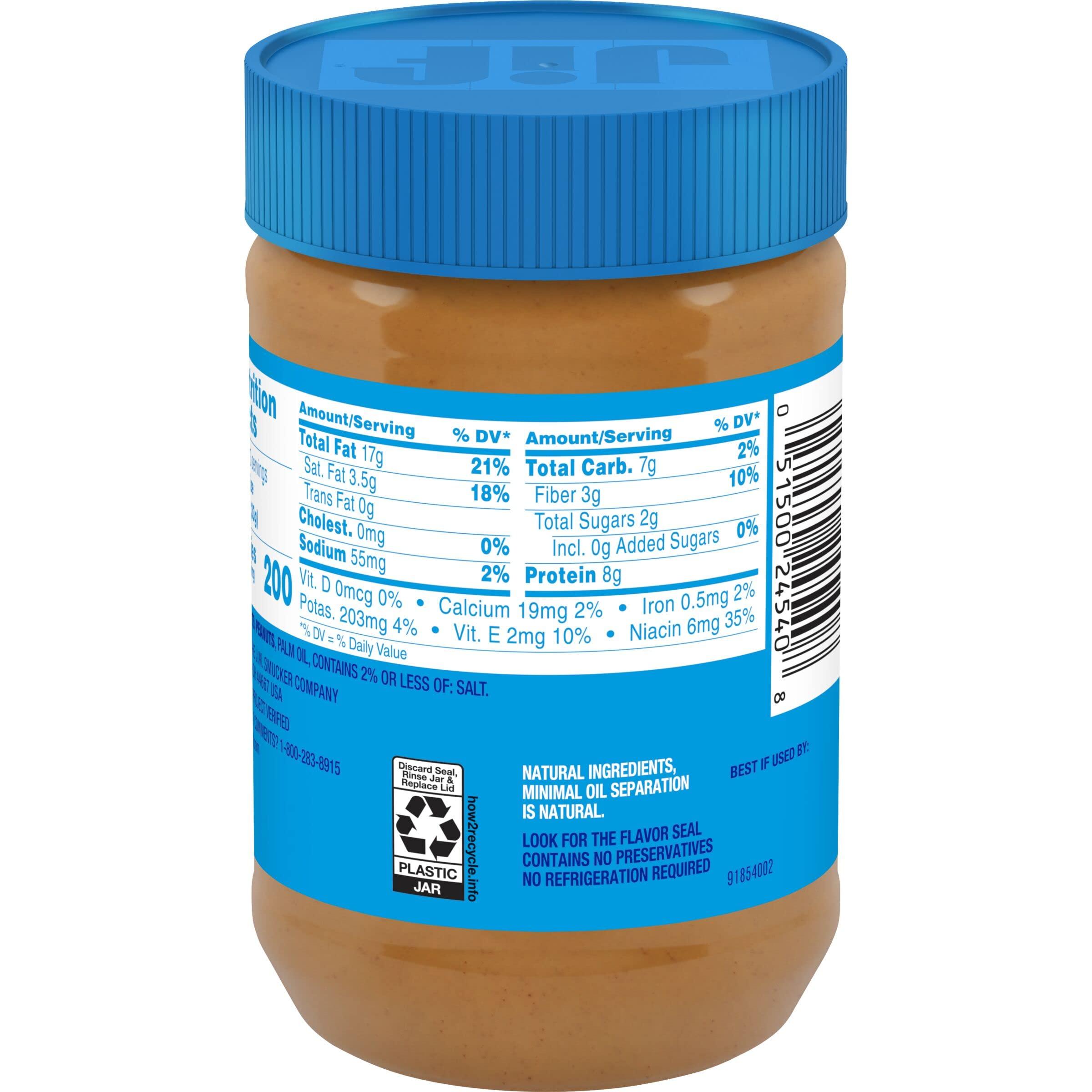 Jif No Added Sugar Creamy Peanut Butter Spread, 15.5 Ounces (Pack of 12), Smooth, Creamy Texture, No Stir Peanut Butter Spread - Image 2