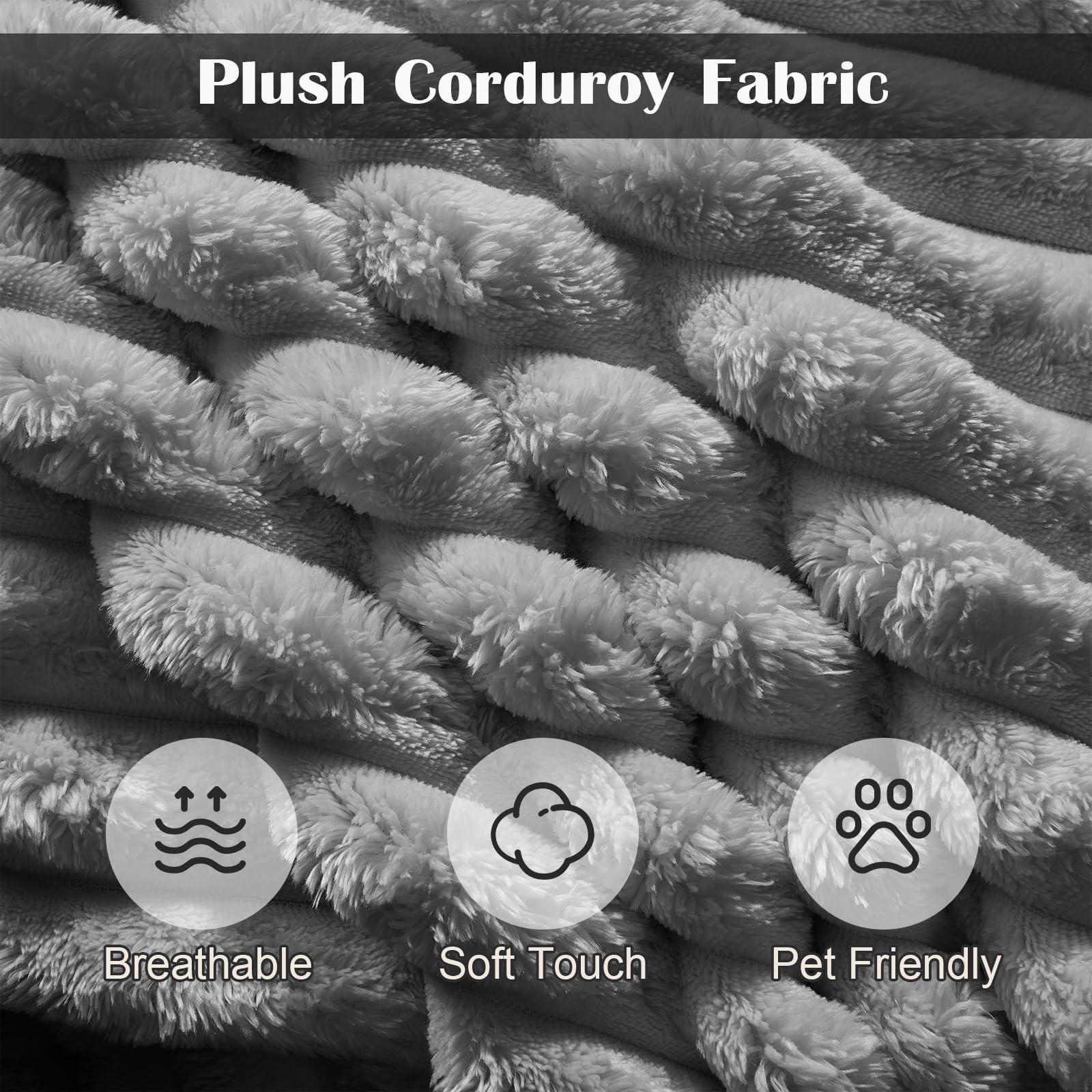 MJQFVM 104.3'' Cloud Couch, 4 Deep Seat Convertible Modular Sectional Sofa, Plush Corduroy & Memory Foam Couches with 6 Soft Pillows for Living Room, Apartment (Grey) - Image 3