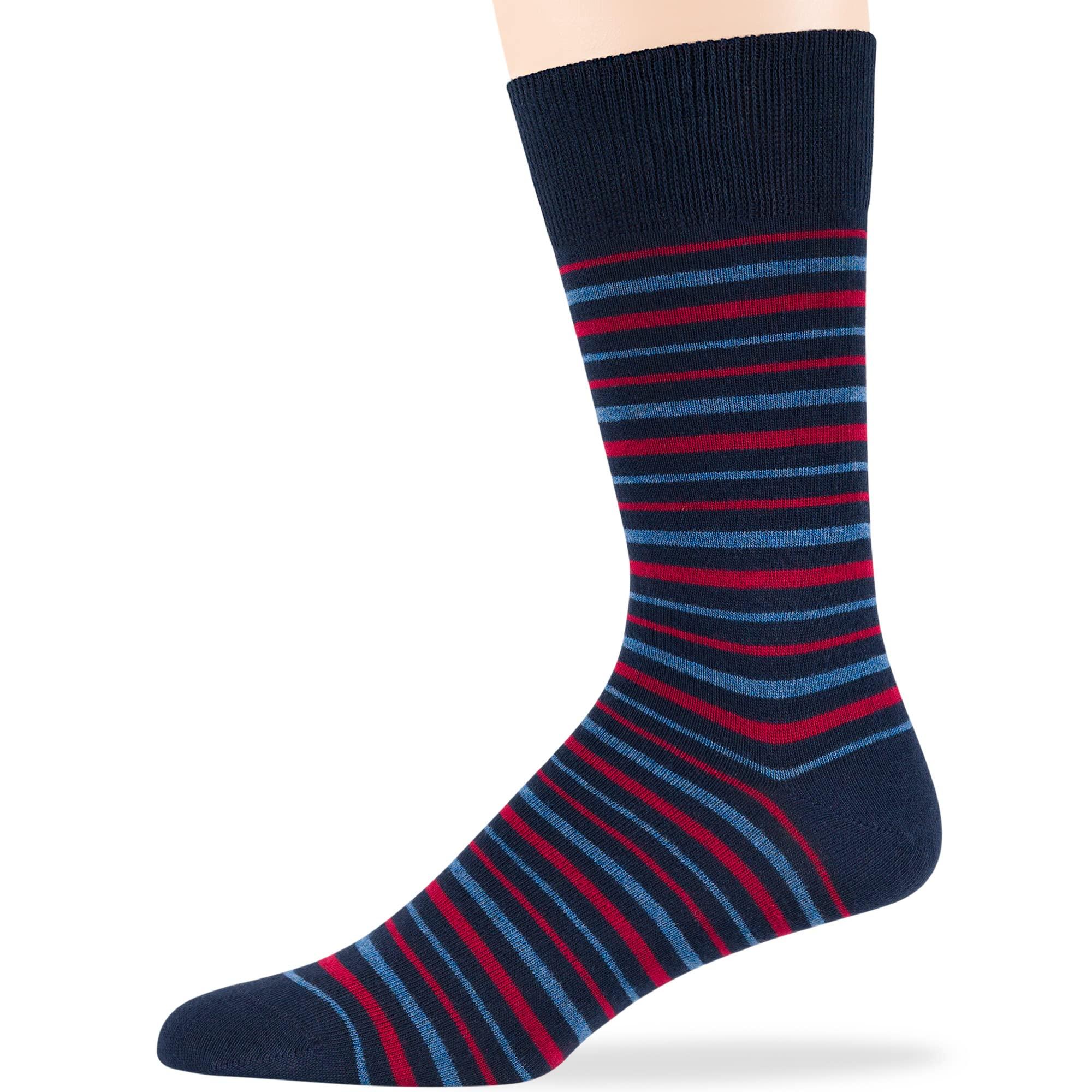 7Bigstars Men's Cotton Dress Crew Socks -6 pack-Argyle Stripes Dots-Large-Brown Blue Black Khaki Beige - Image 7