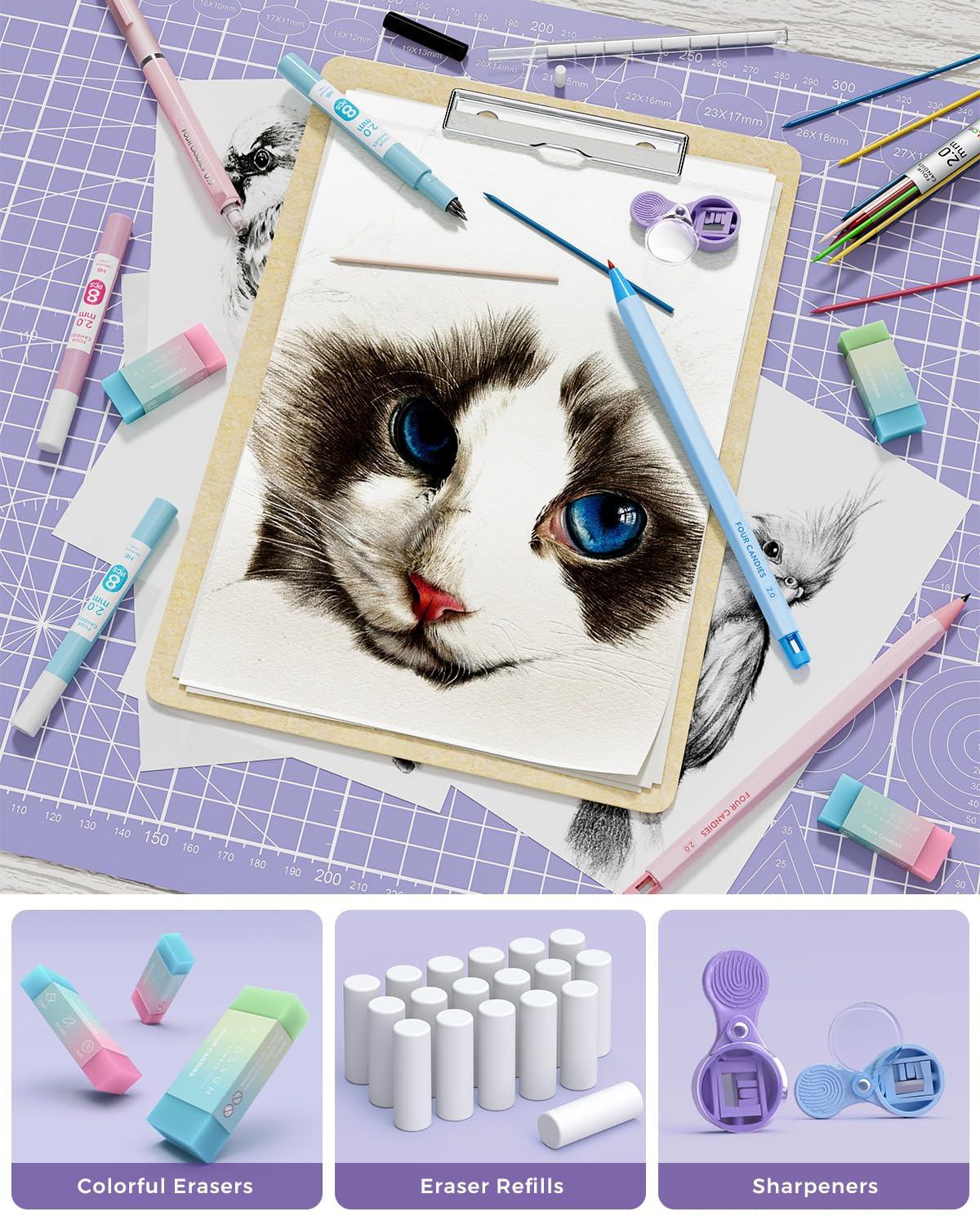 Four Candies 36PCS Aesthetic School Supplies, Mechanical Pencils 0.5mm, 0.7mm, 0.9mm & 2.0mm with 624PCS Lead Refills, Cute Mechanical Pencils for Writing, Drawing & Drafting (Pink) - Image 6