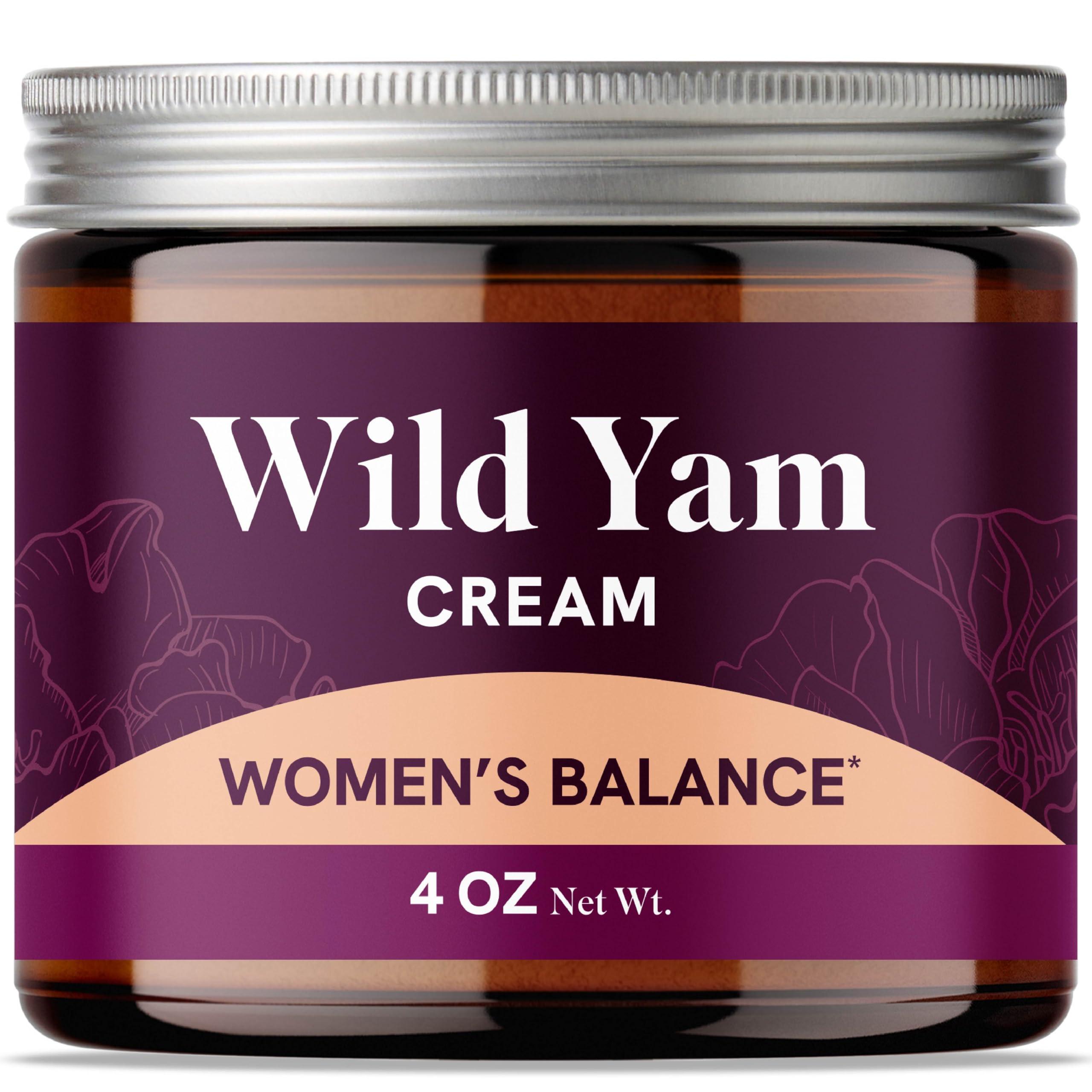 Wild Yam Cream | Hormone Balance | 3450mg Wild Yam for Herbal Menopause & PMS Support | Enriched with Vitex, Black Cohosh, Lavender & More | Estrogen & Progesterone Free Balancing Cream | 4 Oz.