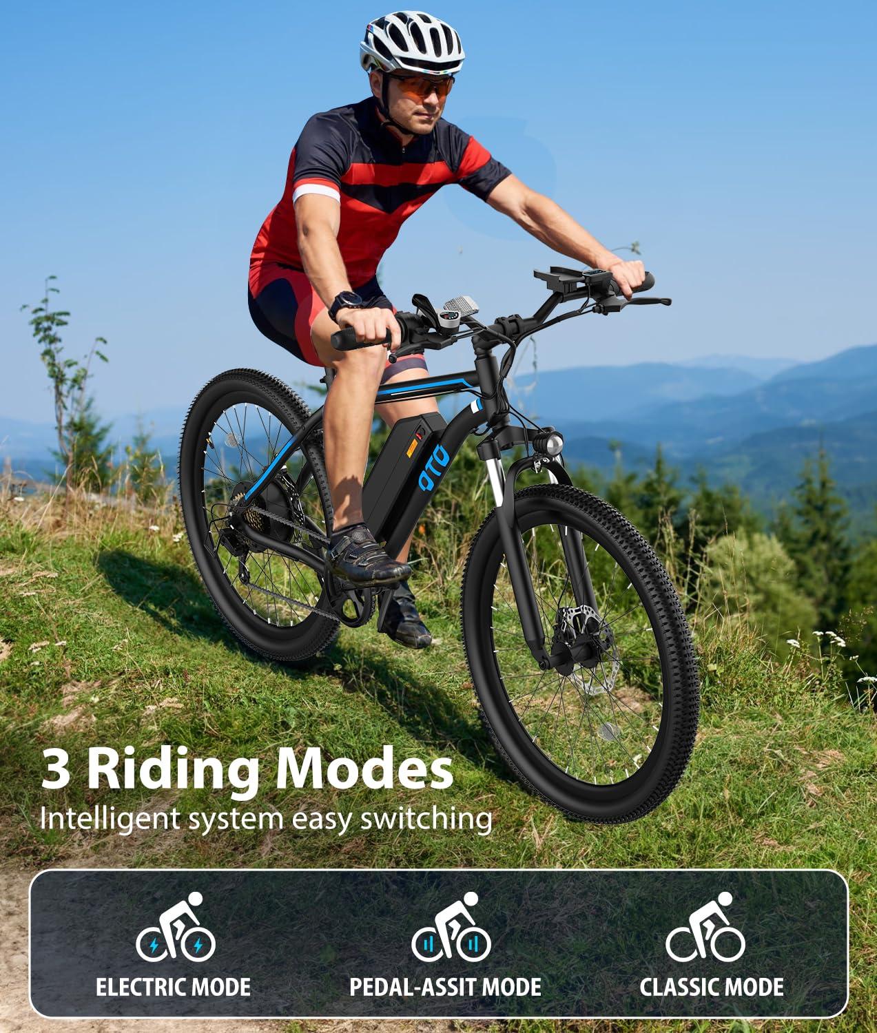 OTD Electric Bikes for Adults[with Mobile Phone Holder], 28MPH Electric Bicycles, 26" 800W Peak 45 Miles PAS Range, 48V 624Wh Removable Battery,7-Speed（UL 2849） - Image 5