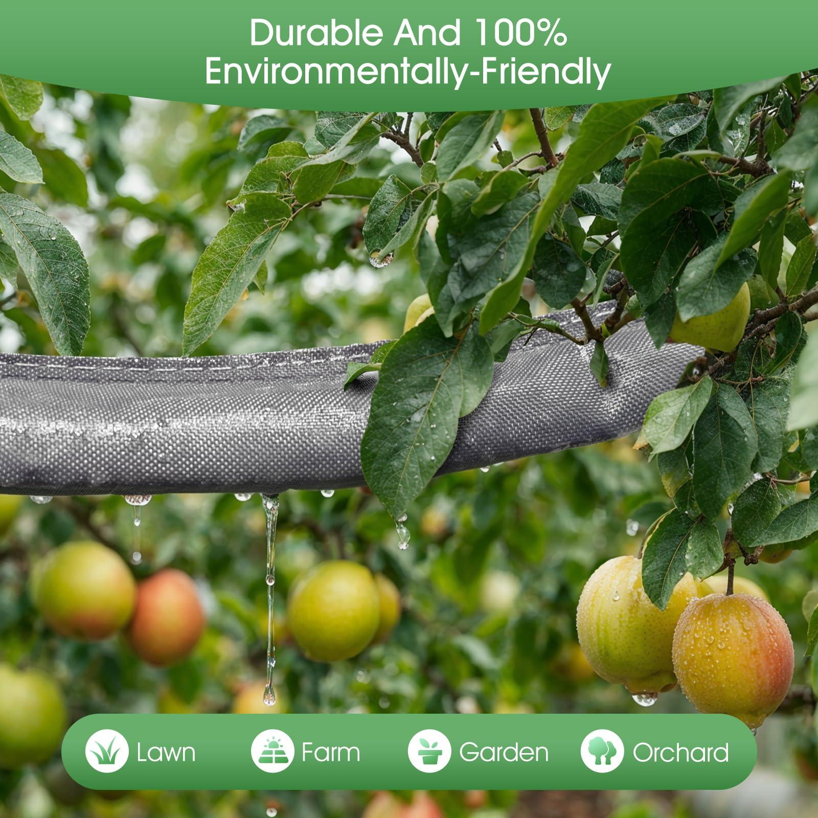 Flat Soaker Hose for Garden Beds 100 ft,Linkable Drip Irrigation Hose Save 80% Water, Leakproof Watering Hose with Holes, Duty Double Layer Flexible Leakproof(50 FT x 2Pack) - Image 5