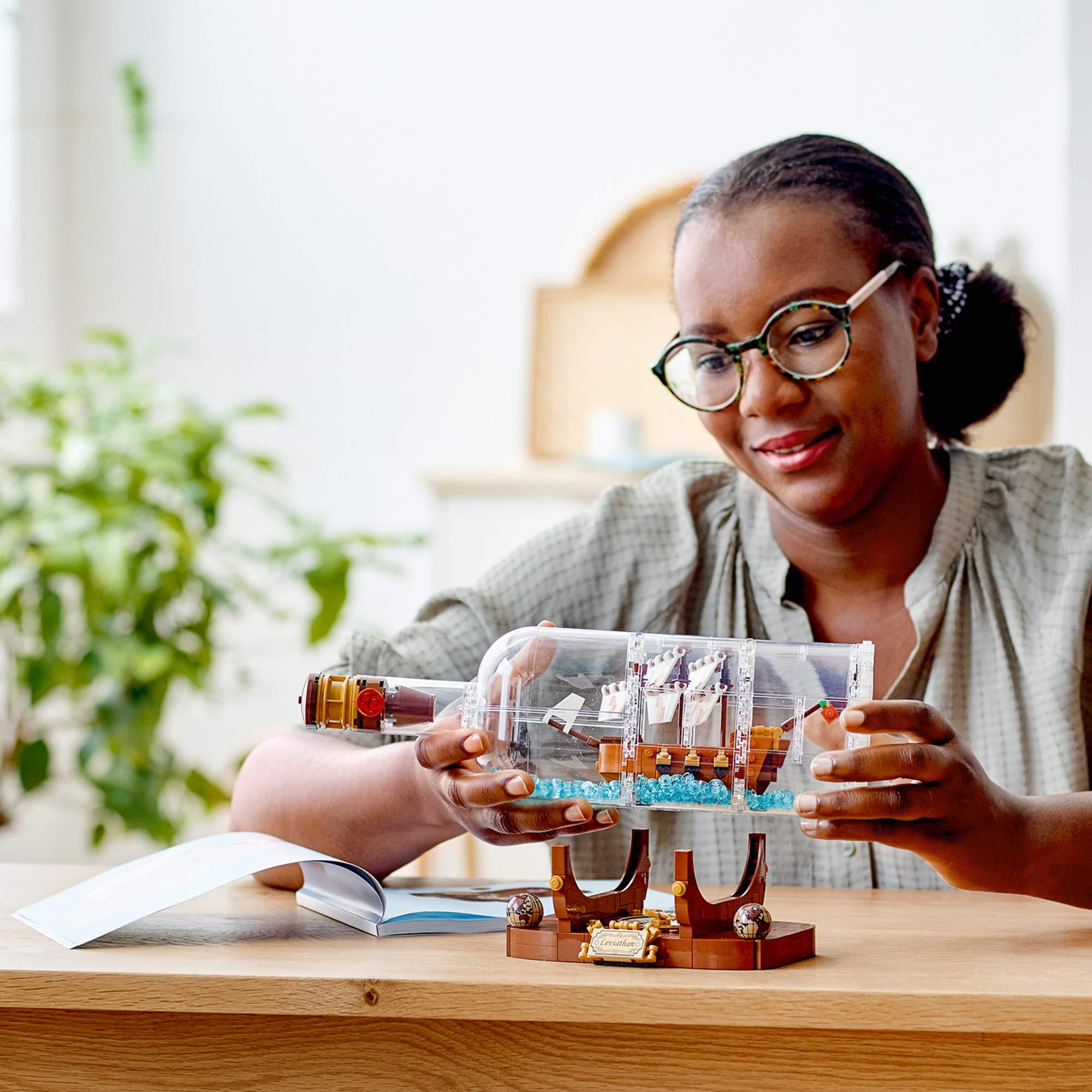 LEGO Ideas Ship in a Bottle 92177 Expert Building Kit, Snap Together Model Ship, Collectible Display Set and Toy for Adults (962 Pieces),Multicolor - Image 2