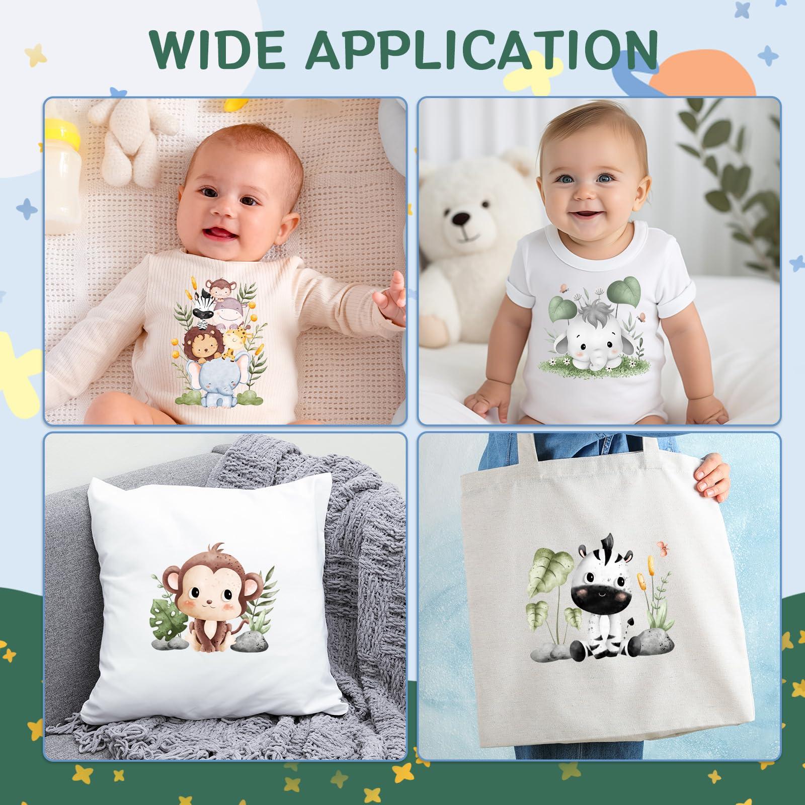 Falueqg 26pcs Forest Animal Iron On Transfers - DTF Transfers Ready to Press, Cute Iron on Decals Stickers for Baby Bodysuit, Heat Transfer Vinyl for Baby Onesie Bibs Decorating Kit - Image 5