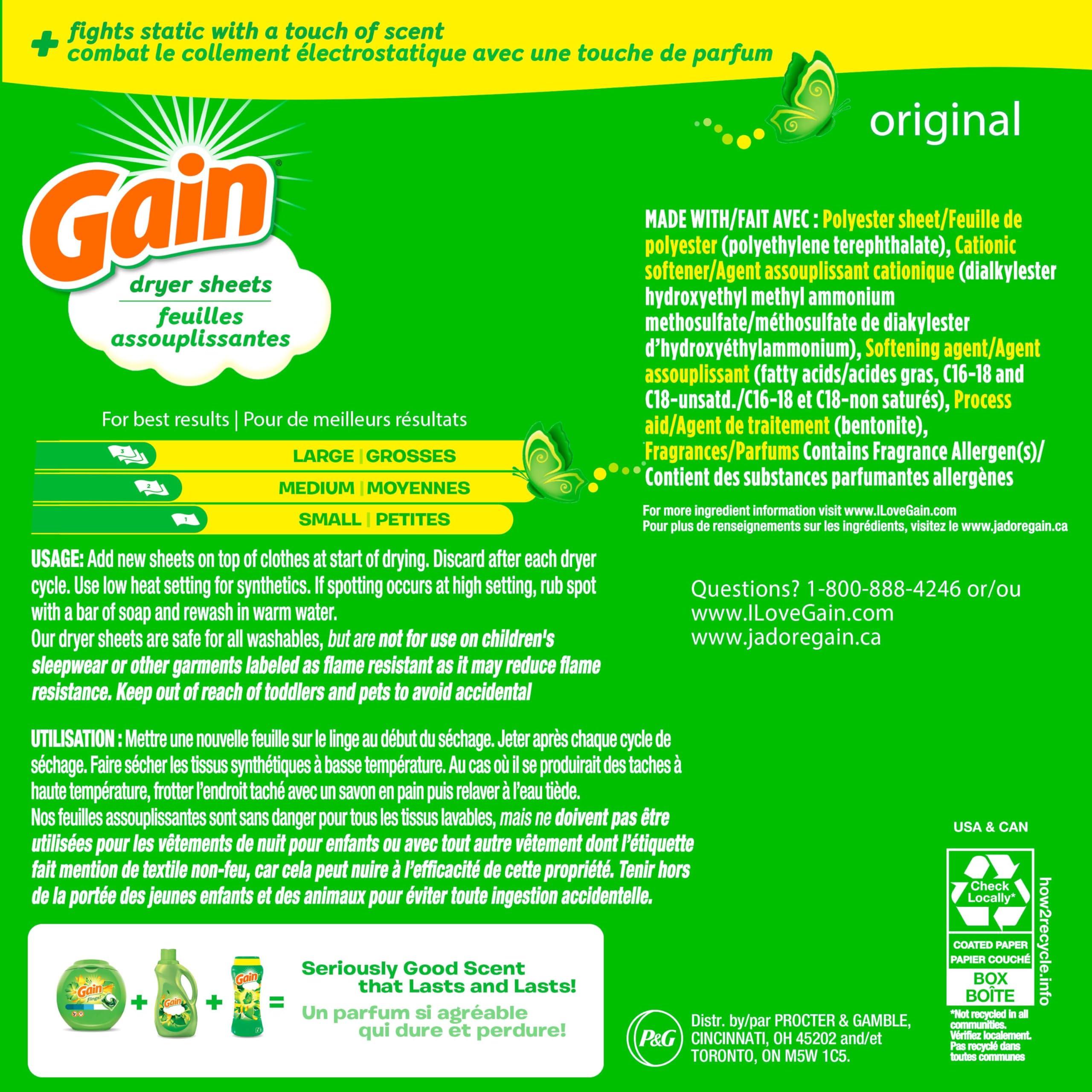 Gain Original Dryer Sheets, 120 Count - Image 9