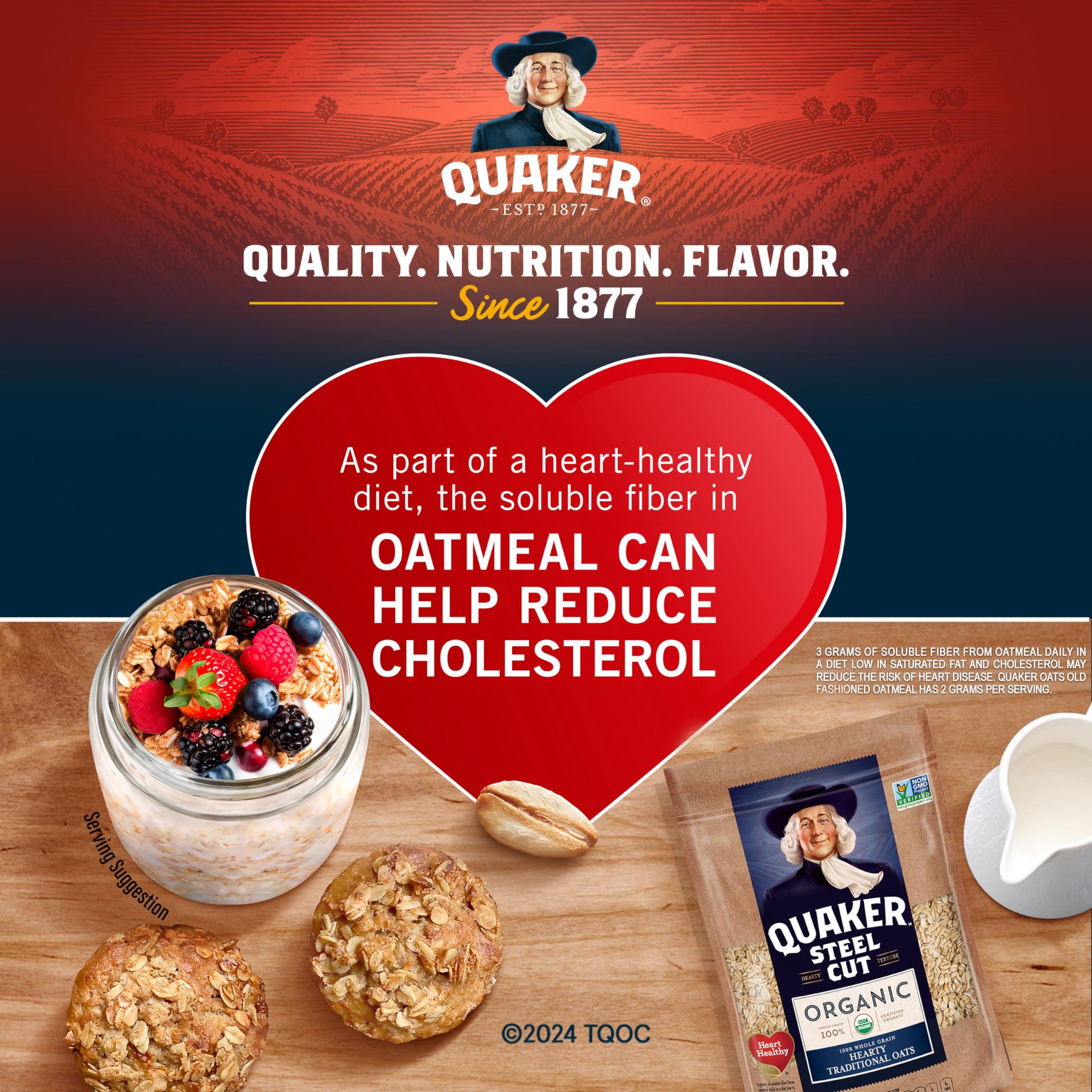 Quaker Steel Cut Oats, USDA Organic, Non GMO Project Verified, 20oz Resealable Bags (Pack of 4) - Image 4