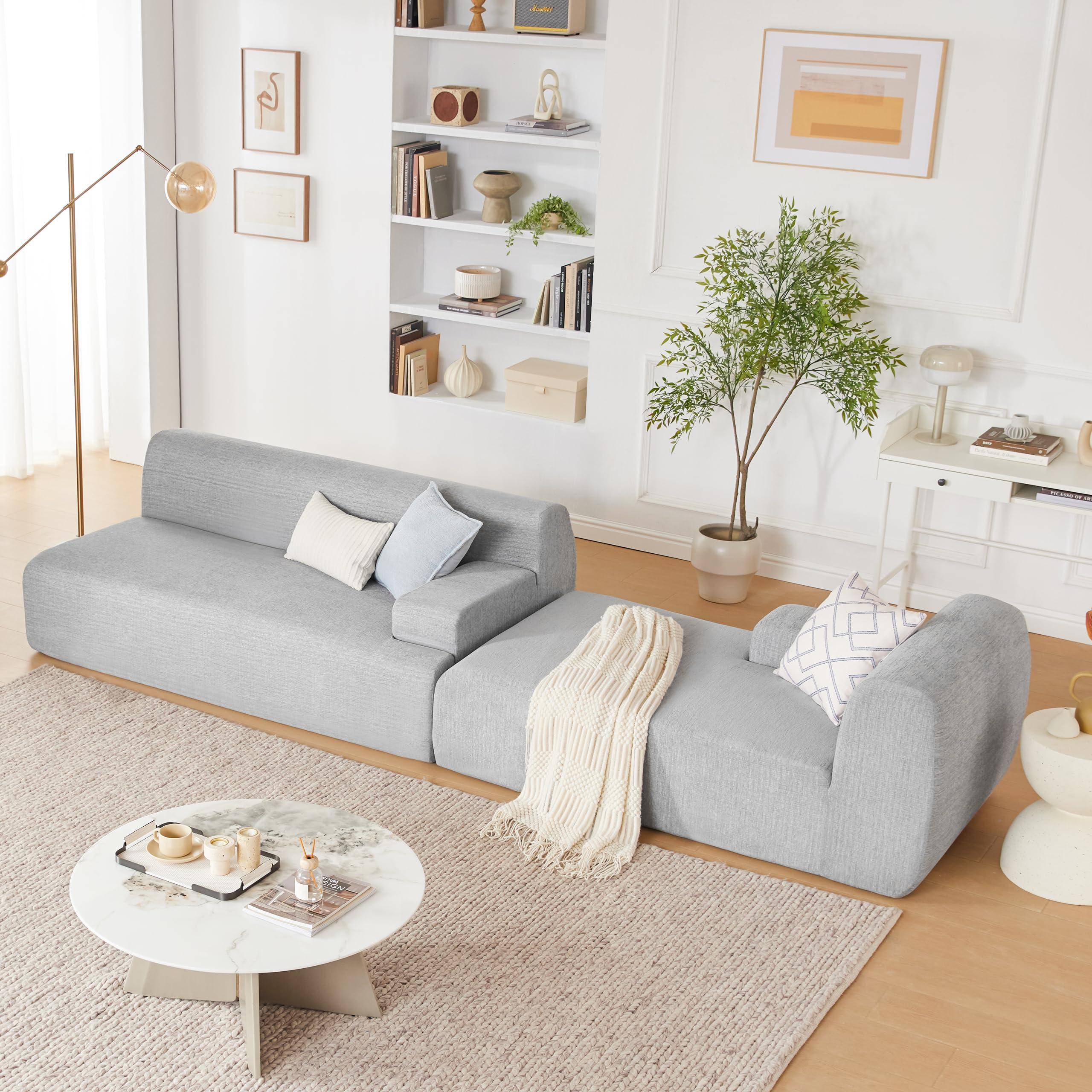 Huatean Home 107” Modular Sectional Sofa, Modern Sofa for Living Room, High Density Sponges Cloud Couch Sectional, L-Shape Couches for Living Room, LightGrey - Image 5