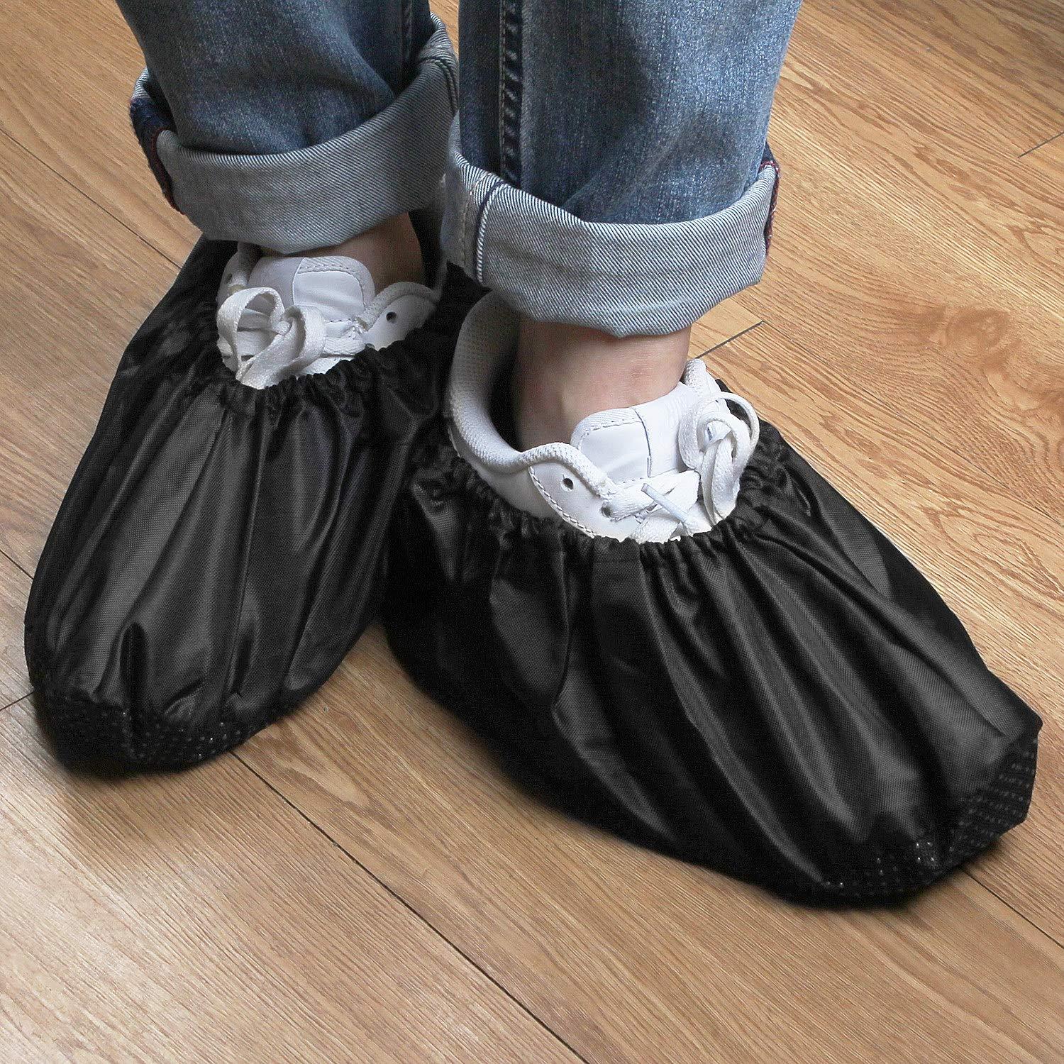 AConnet 5 Pairs Waterproof Shoe Covers Reusable Non Slip Shoe Covers For Indoors, Thickened Oxford Cloth Boot Cover For Contrators And Carpet Floor, One Size Fit Most Men's Shoes Size 9-12 - Image 6