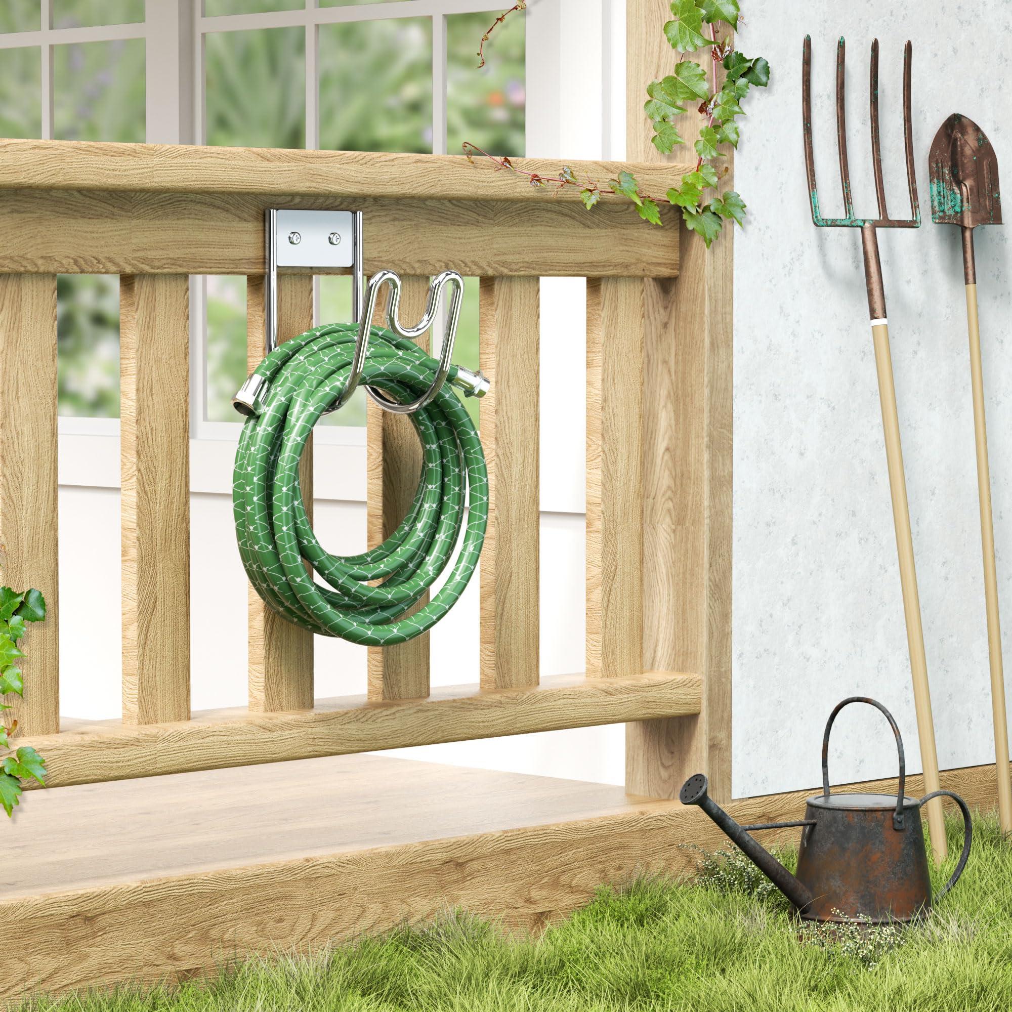 Josmimic Stainless Steel Garden Hose Holder - Silver SS304 Water Hose Holder - Wall Mounted Hose Hanger Heavy Duty for Water Hose Extension Cords Vacuum Hose, Anti-Rust. - Image 2