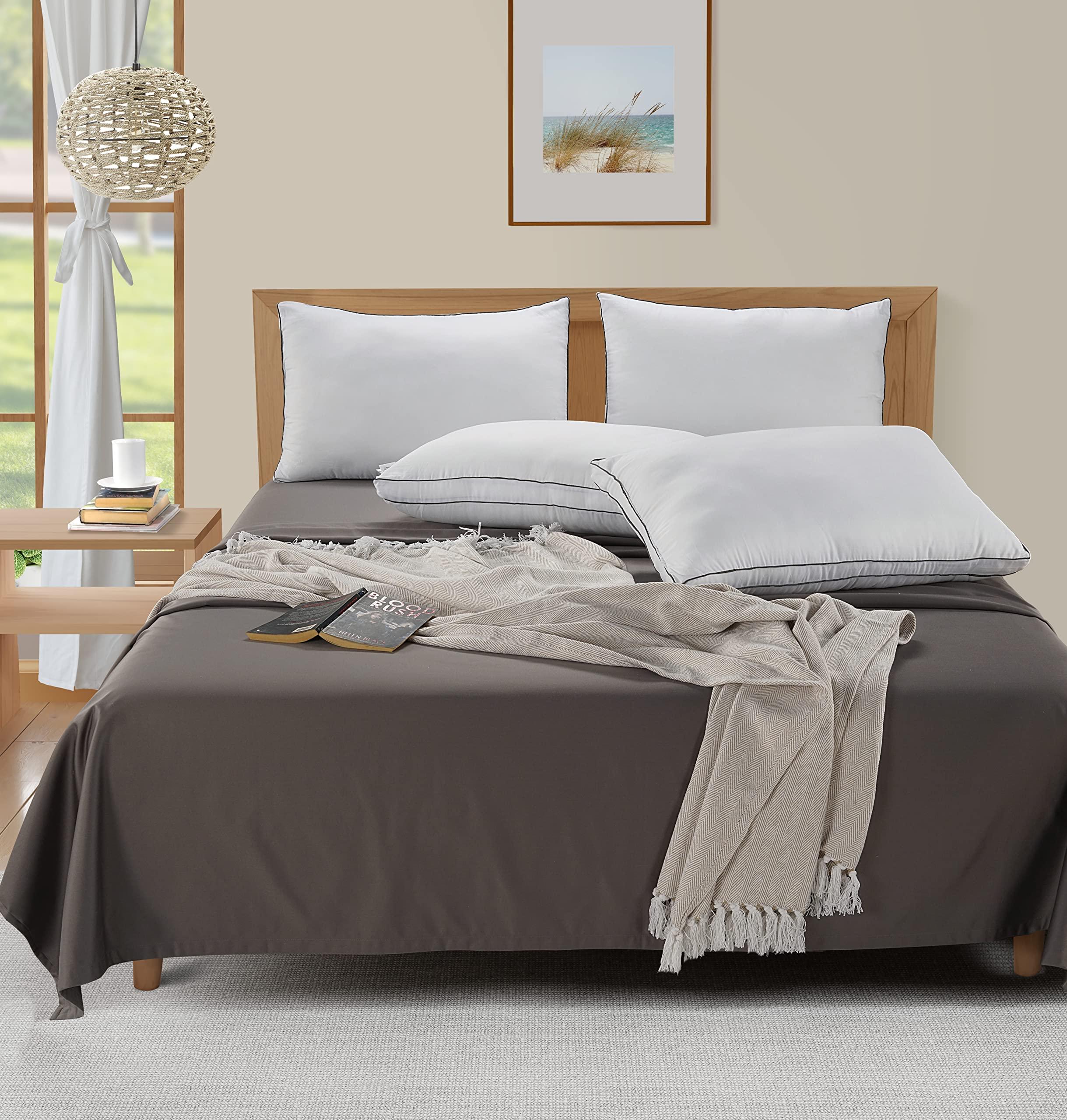 LANE LINEN Pillows Standard Size Set of 4 (20"x26") - Soft Gusseted Bed Pillow for Back, Stomach or Side Sleepers - Hotel Quality Down Alternative Standard Pillows Pack of 4 - White - Image 2
