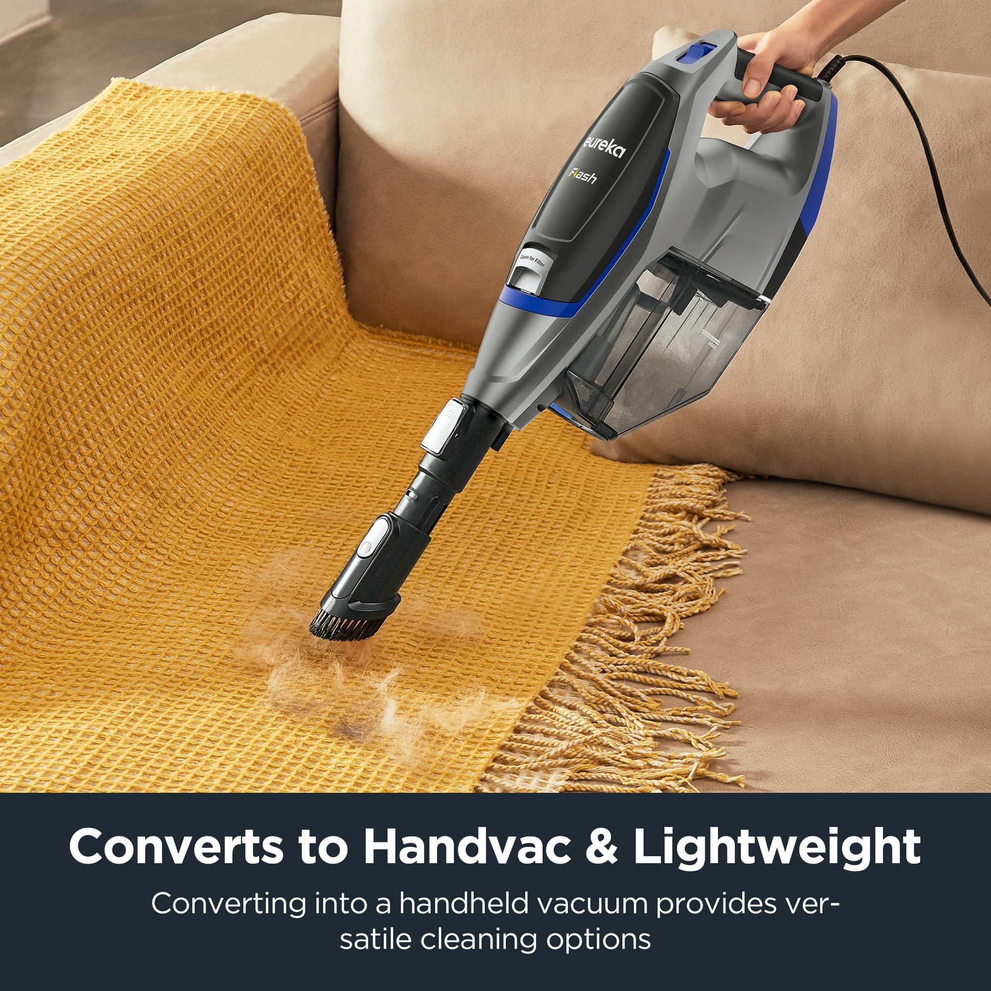 Eureka Corded Stick Vacuum Cleaner for Home Pet Hair, Lightweight Vacuum Cleaner with Powerful Suction for Carpet Tile and Hard Floor, Blue, NES520BL 2-in-1 Flash Handheld Vac - Image 4