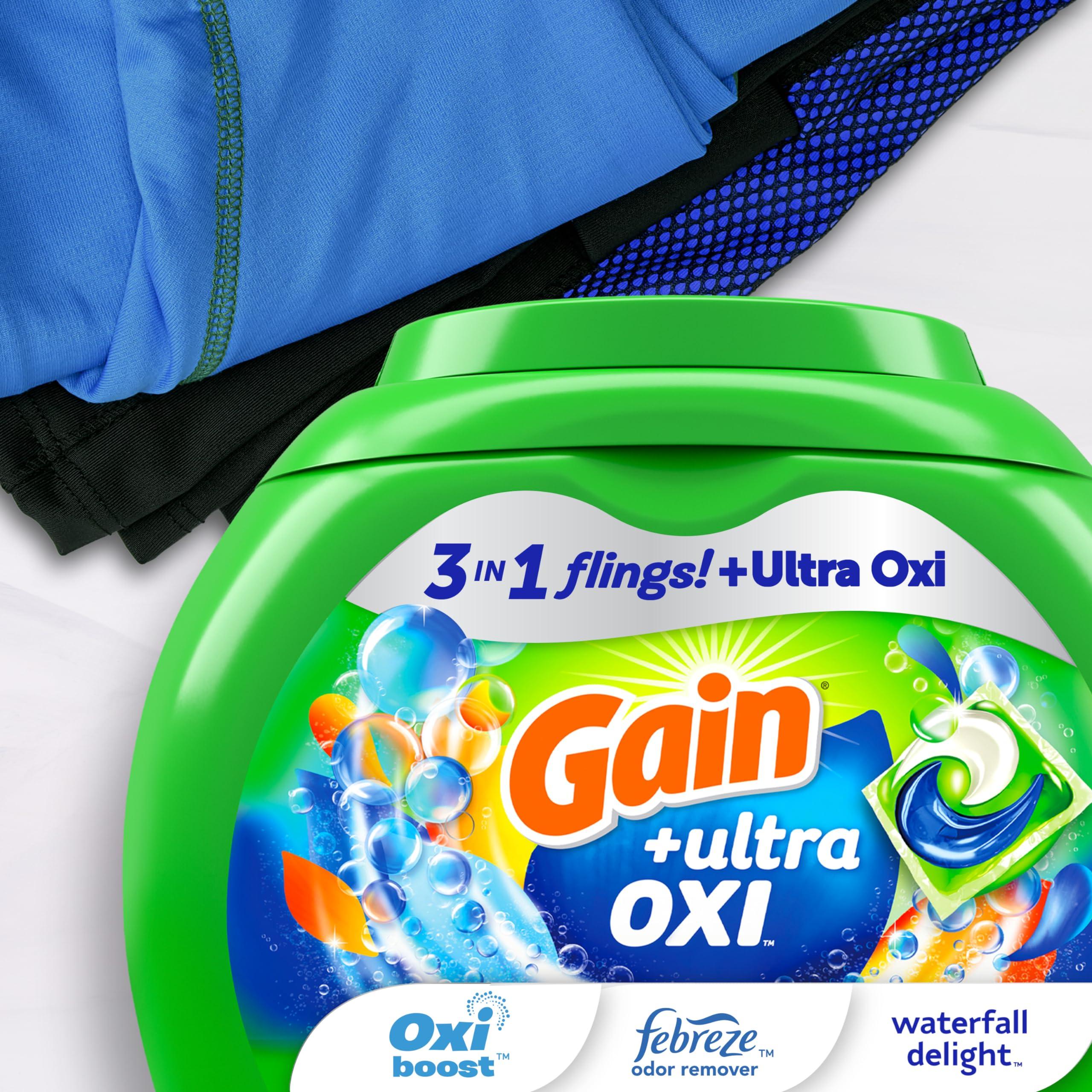 Gain flings Ultra Oxi Laundry Detergent Pacs 3-in-1 HE Compatible, Waterfall Delight Scent, 76 Count - Image 4