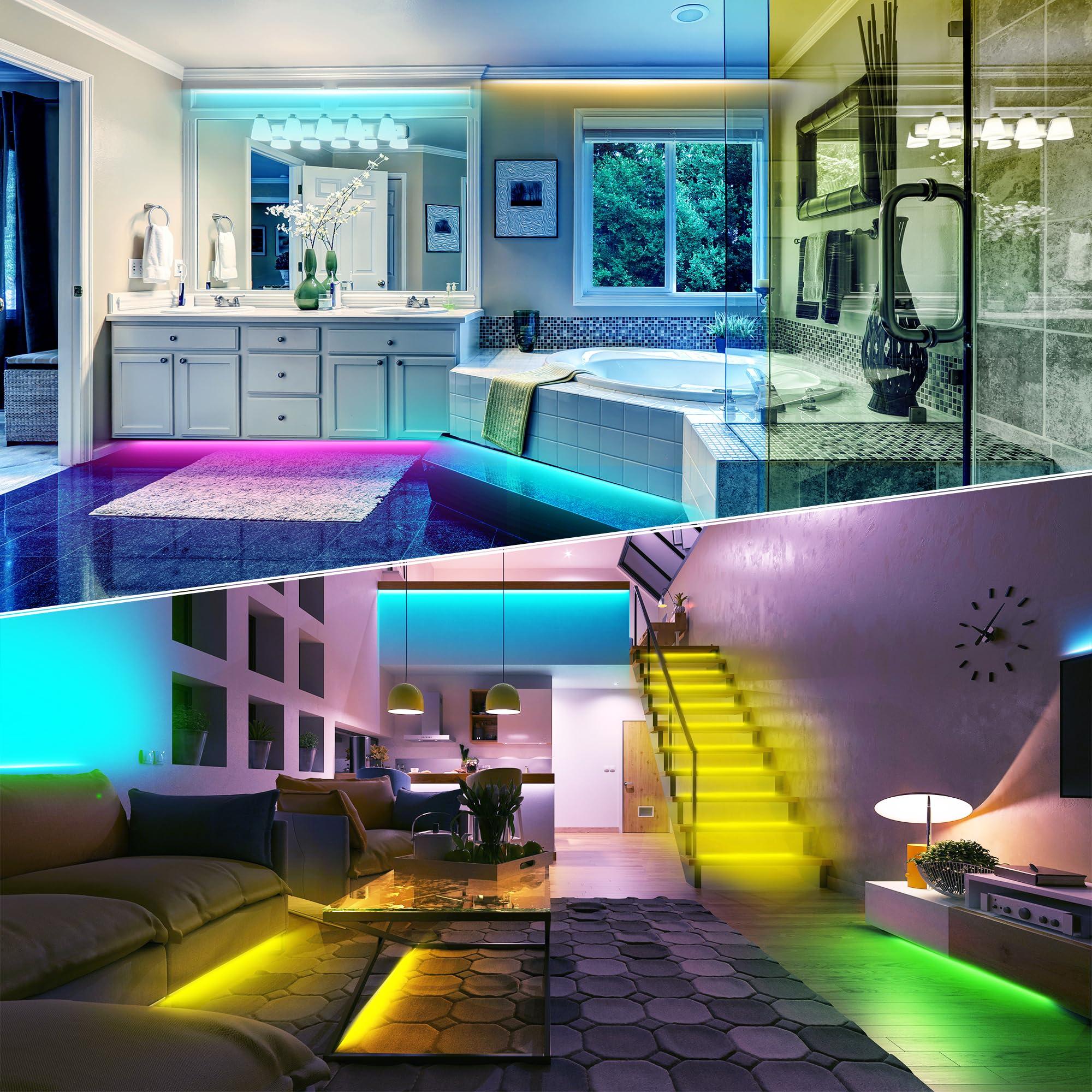 NBBUFF Led Lights for Bedroom 50ft (1 Roll), Color Changing RGB Led Strip Lights with 60 Keys Remote and App Control, Music Sync Led Lights for Room Kitchen Party Home Decor - Image 5